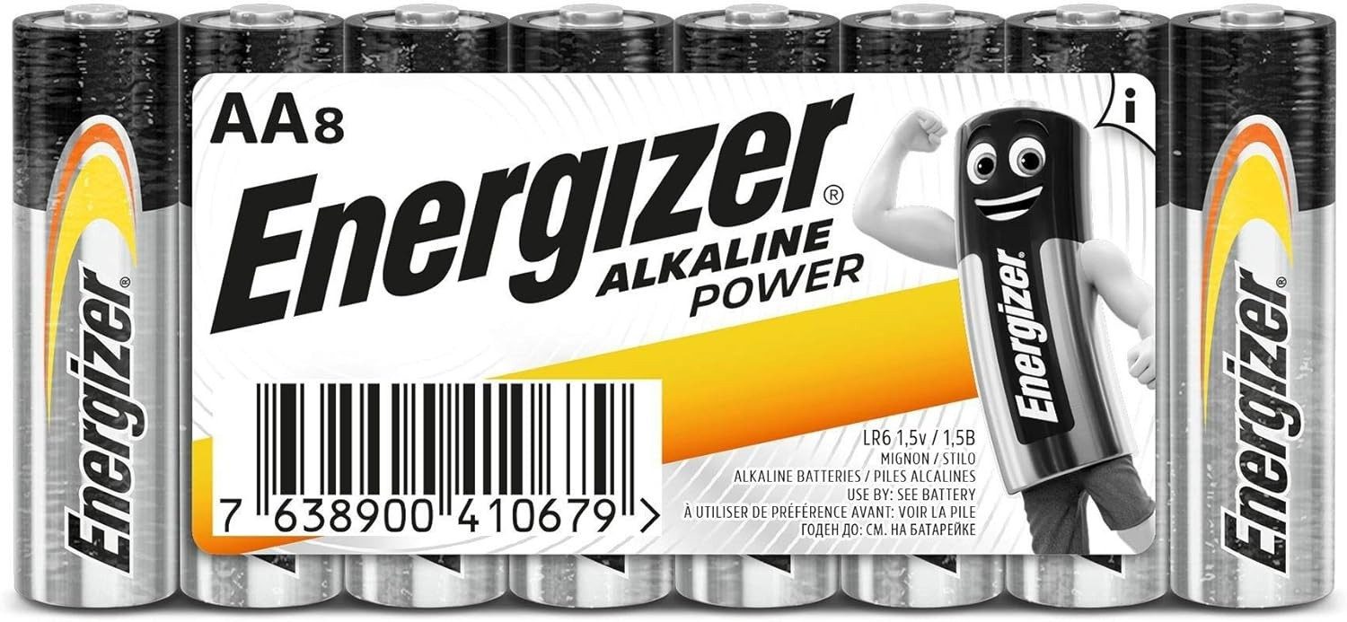 Energizer Energizer LR6 AA Mignon Alkaline Batterien 1,5 V 8er Pack Batterie, (1.5 V V), Power Batterie 5V