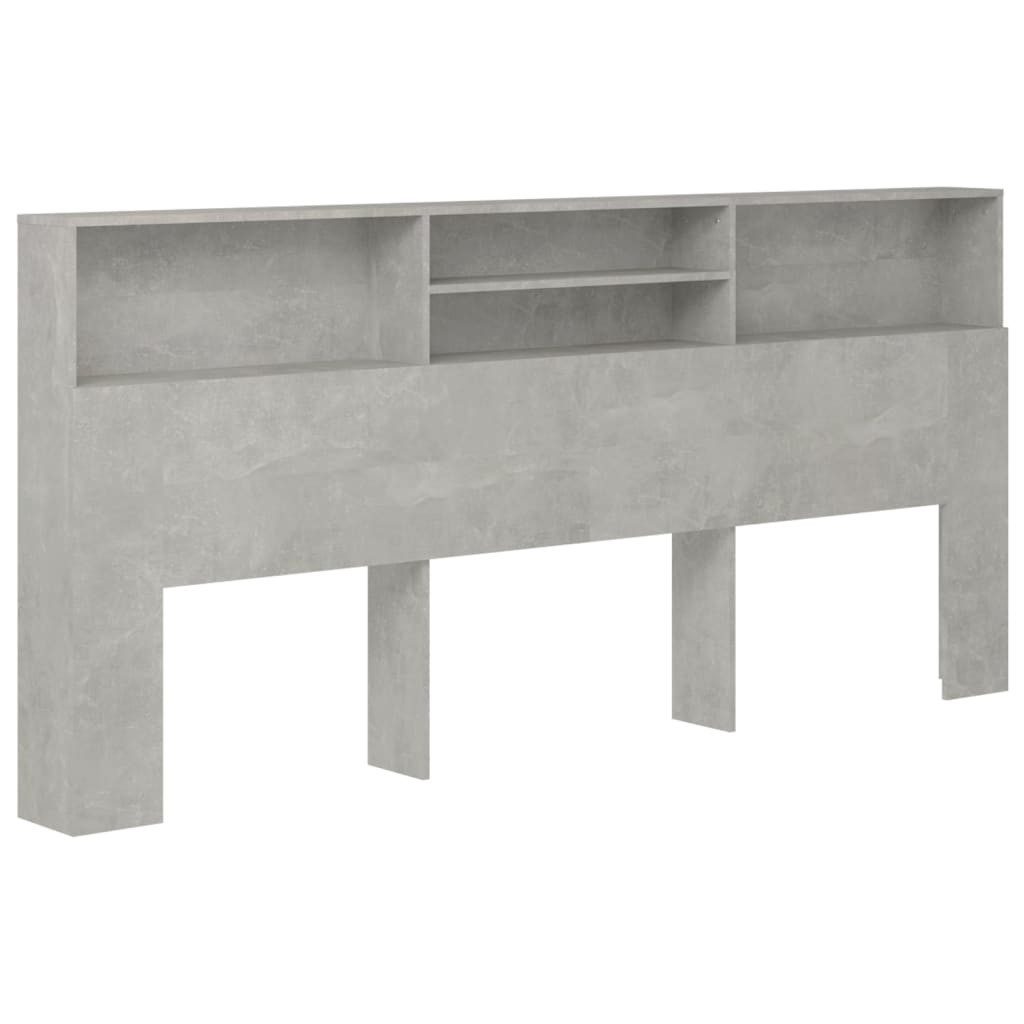 vidaXL Bett Kopfteil mit Ablagen Betongrau 220x19x103,5 cm (1-tlg)
