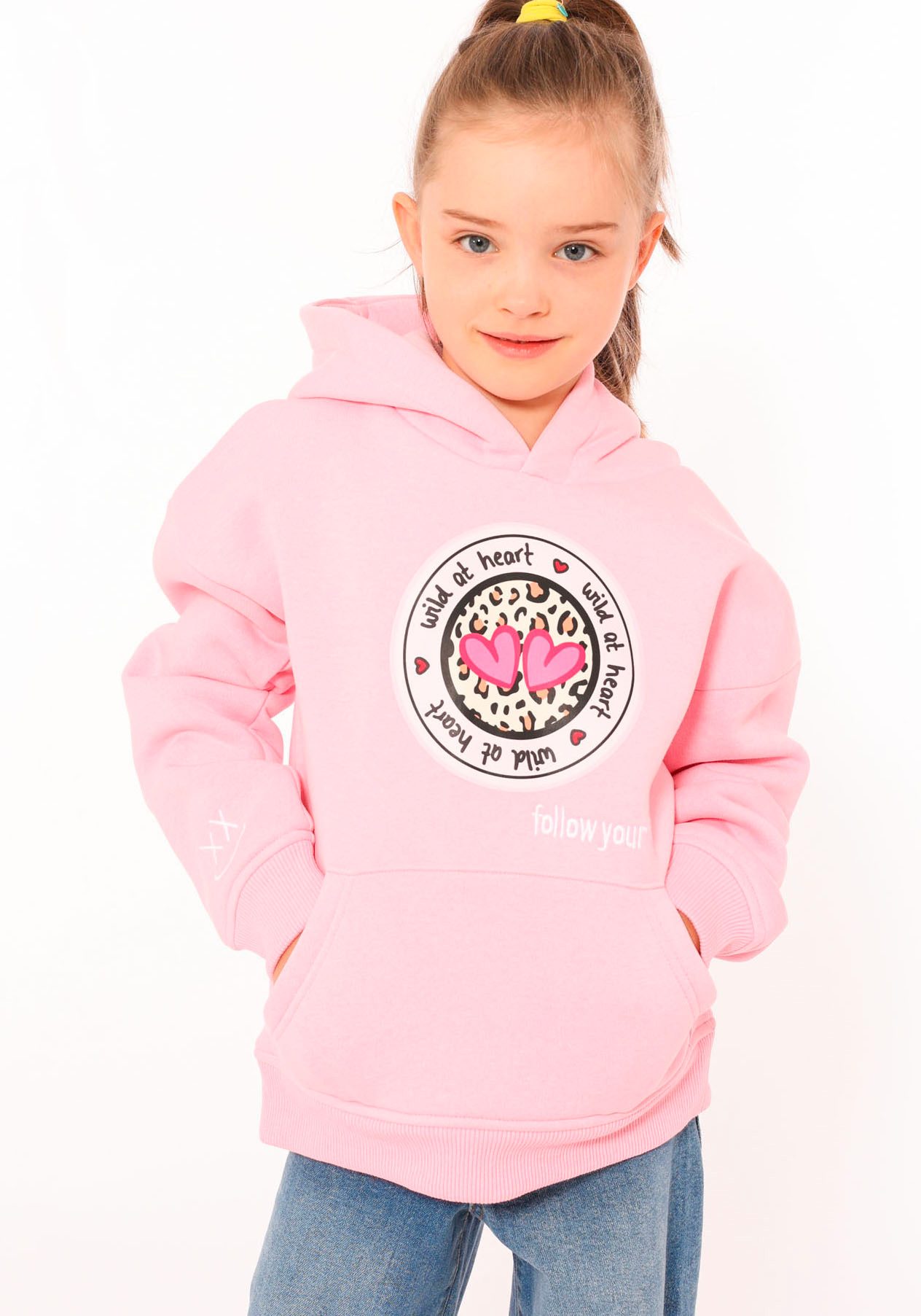 Zwillingsherz Hoodie "Kelly-Kids" mit rundem Leo Motiv für Mädchen
