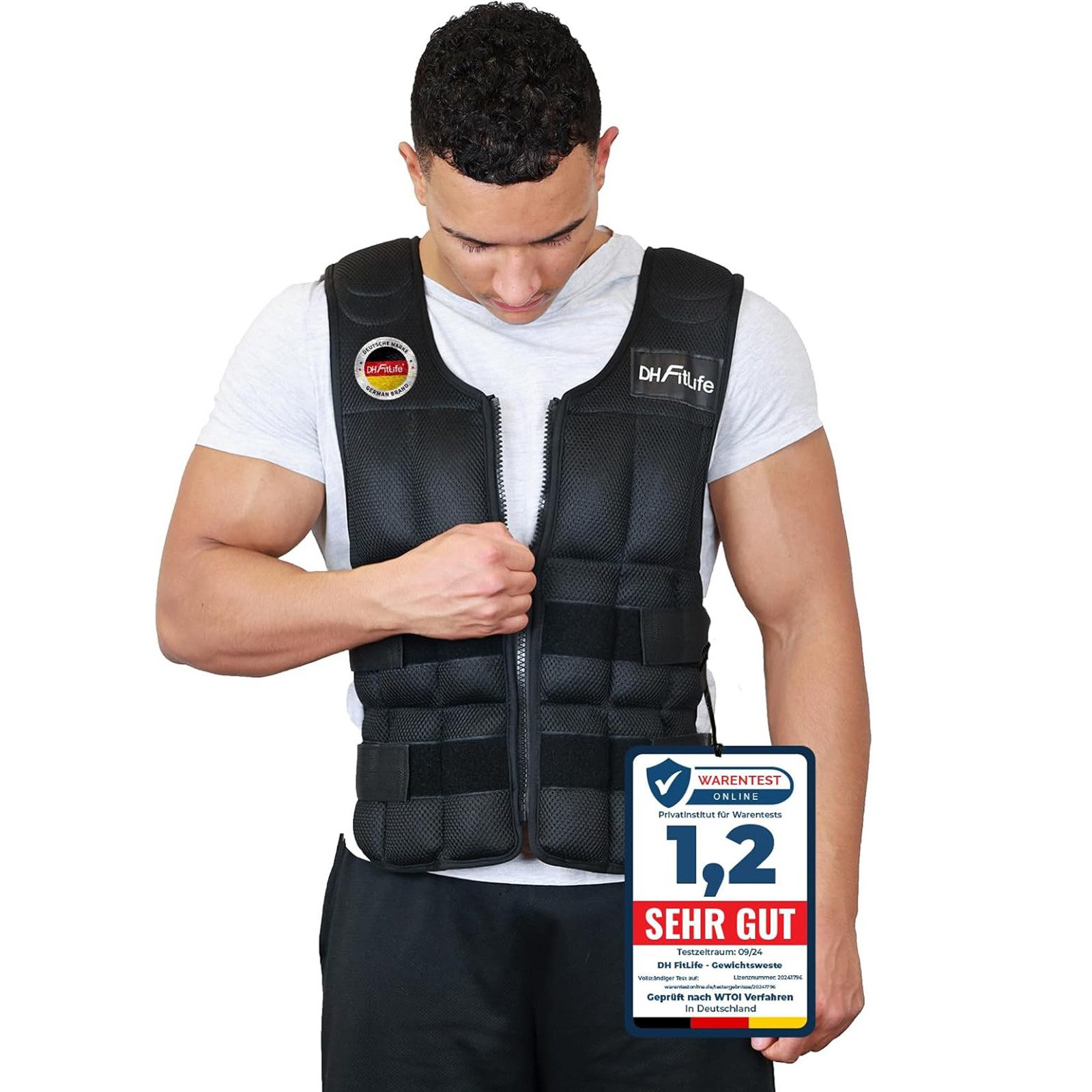 DH FitLife Gewichtsweste Verstellbar 10/20/30KG zum Muskelaufbau u. Krafttraining, (Weighted Vest, Laufweste), Laufweste Damen Herren, Fitness Trainingsweste