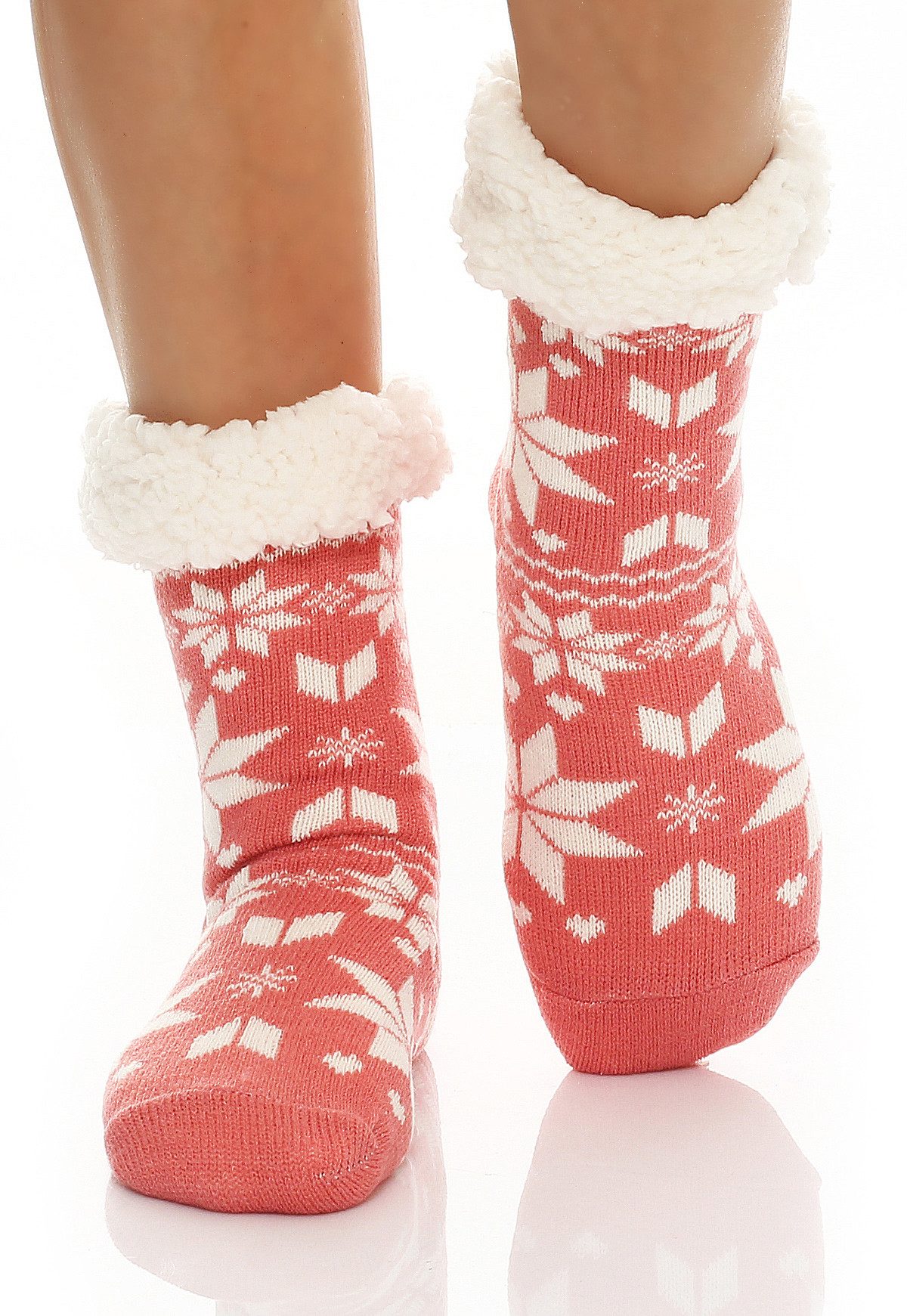 Antonio Kuschelsocken Damen Hütten Hausschuhe CL 028 Rosa one Size (35-42)