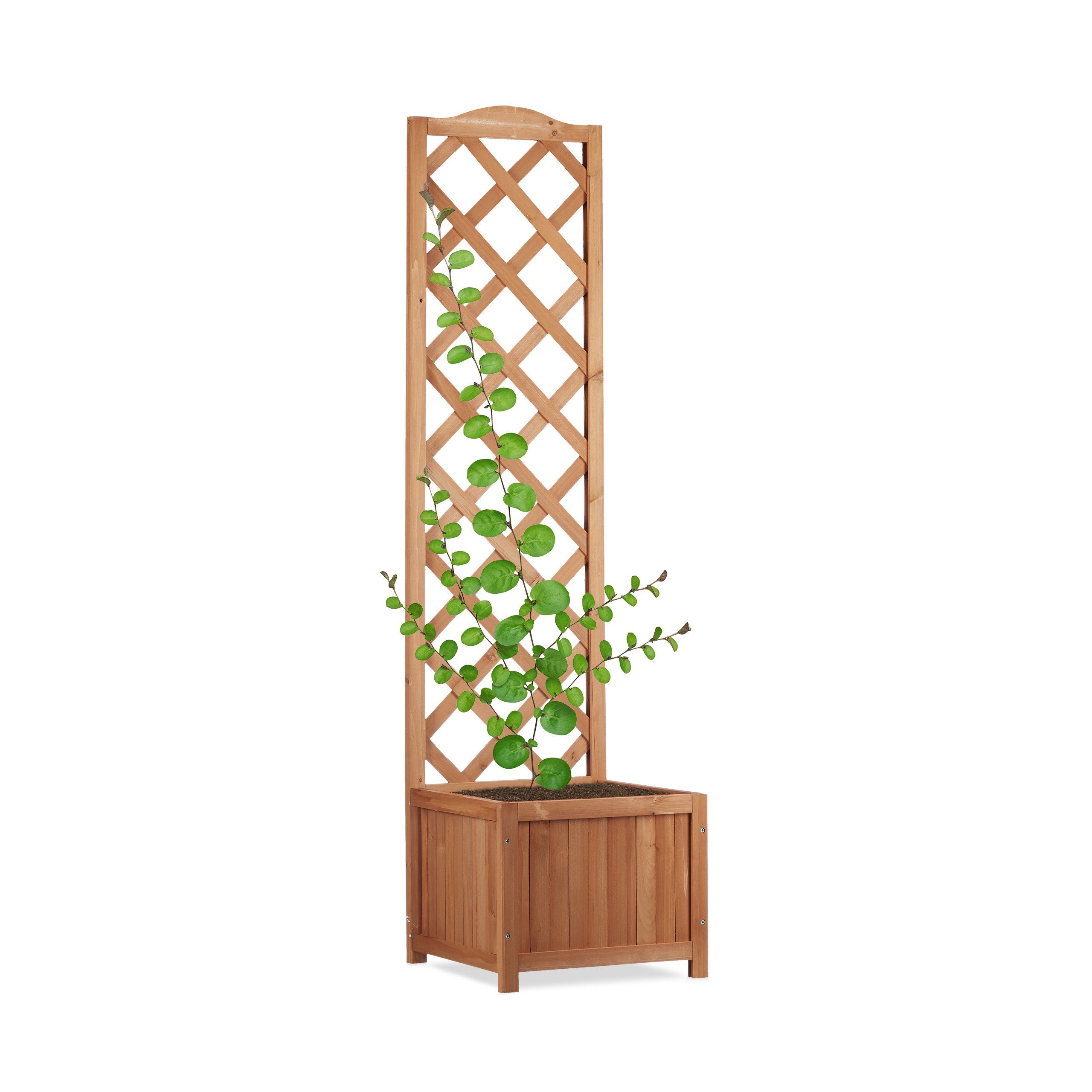 relaxdays Beistelltisch 2 in 1 Rankkasten aus Holz (1-St), L