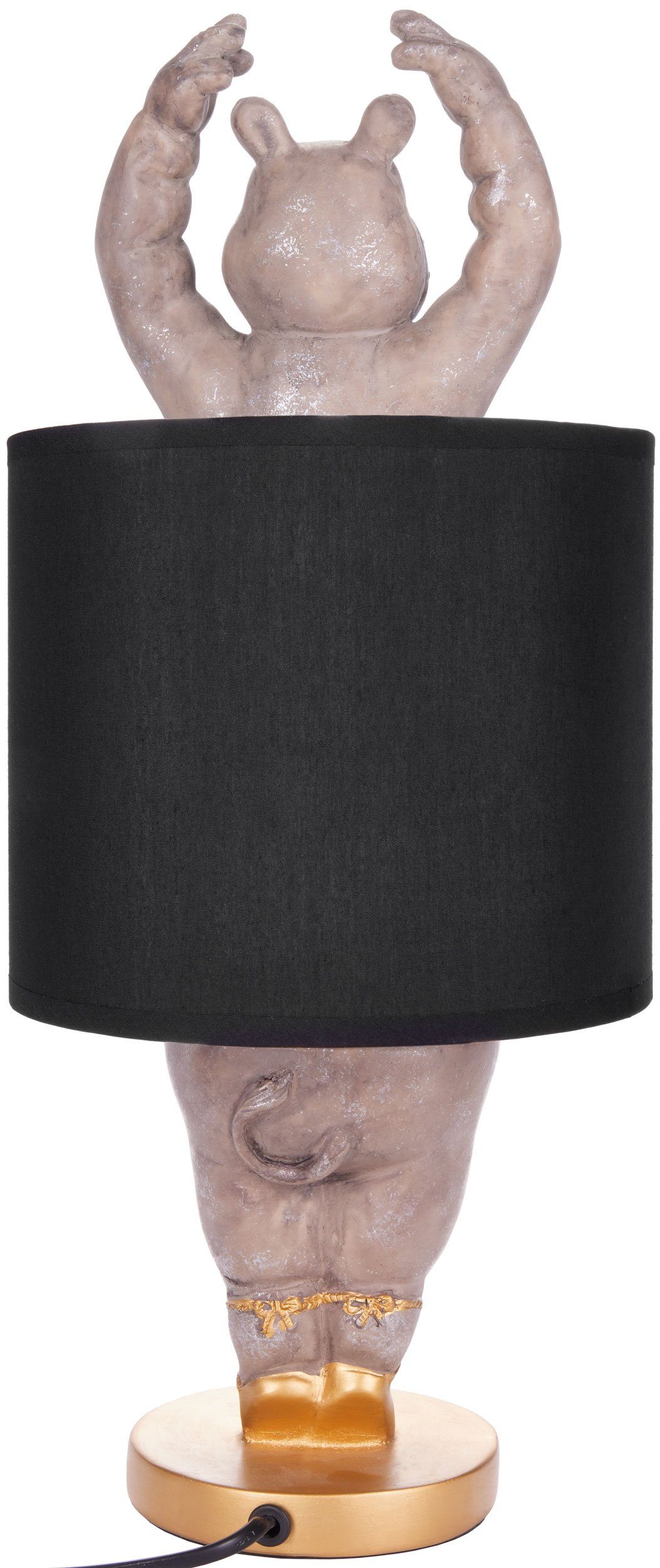 BRUBAKER Nachttischlampe Tischleuchte Nilpferd Ballerina, ohne Leuchtmittel, Motiv Lampe mit Keramikfuß, Höhe 43 cm – Bild 4 von 5