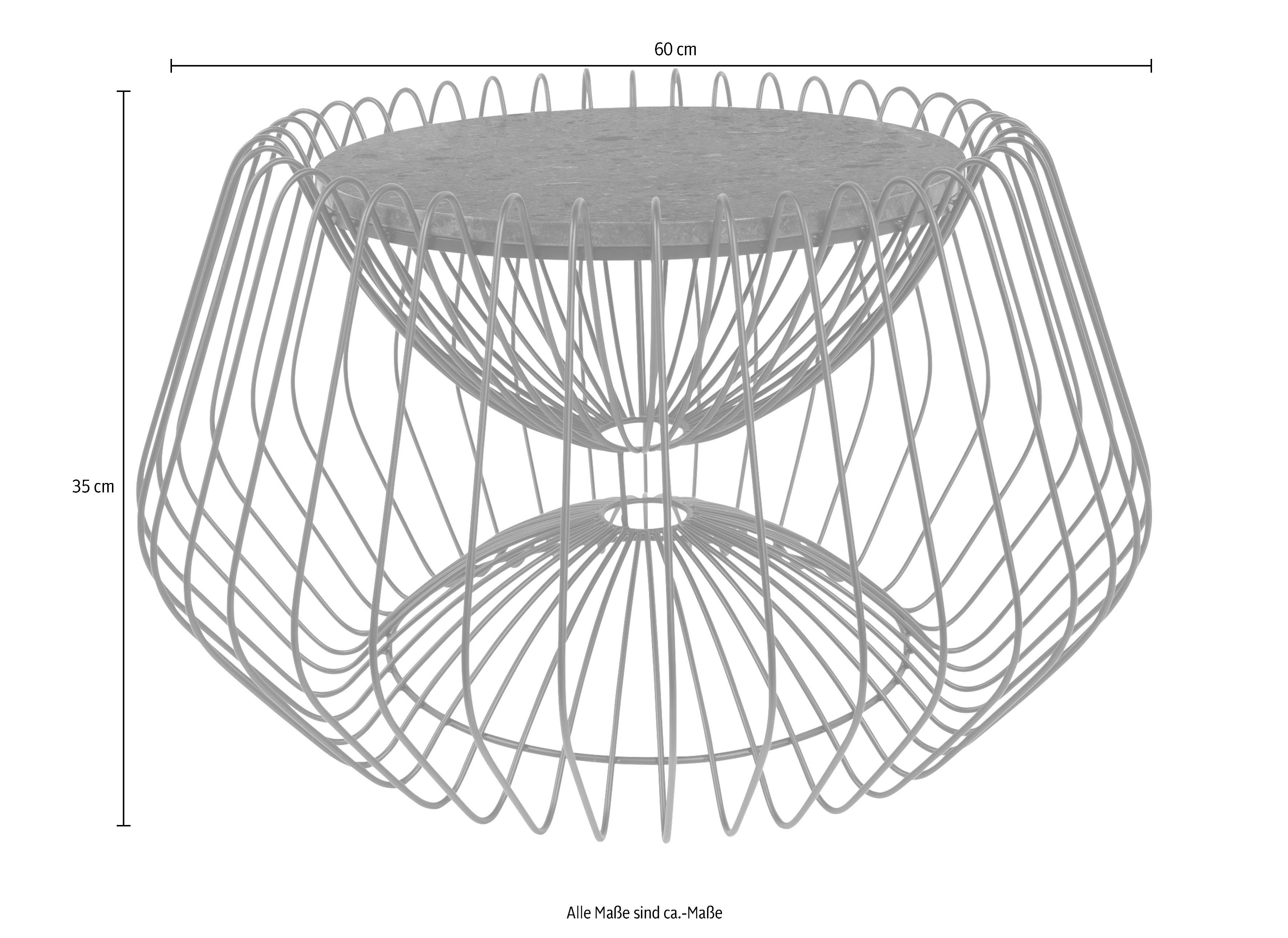 Kayoom Beistelltisch Malibu 325, Beistelltisch mit edler Marmorplatte (1-St), ø-Marmorplatte: ca. 37 cm, angesagtes Metalldesign, pflegeleicht