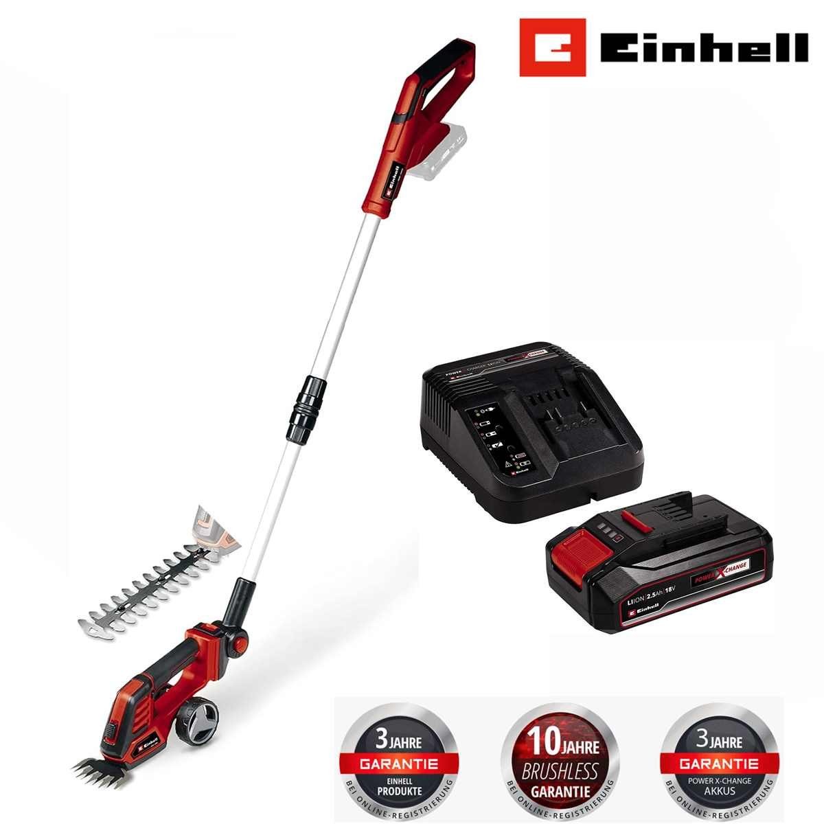 Einhell Akku-Gras- und Strauchscherenset Einhell Gras+Strauchschere GE-CG 18/100 Li T + Akku 2.5 Ah / Ladegerät