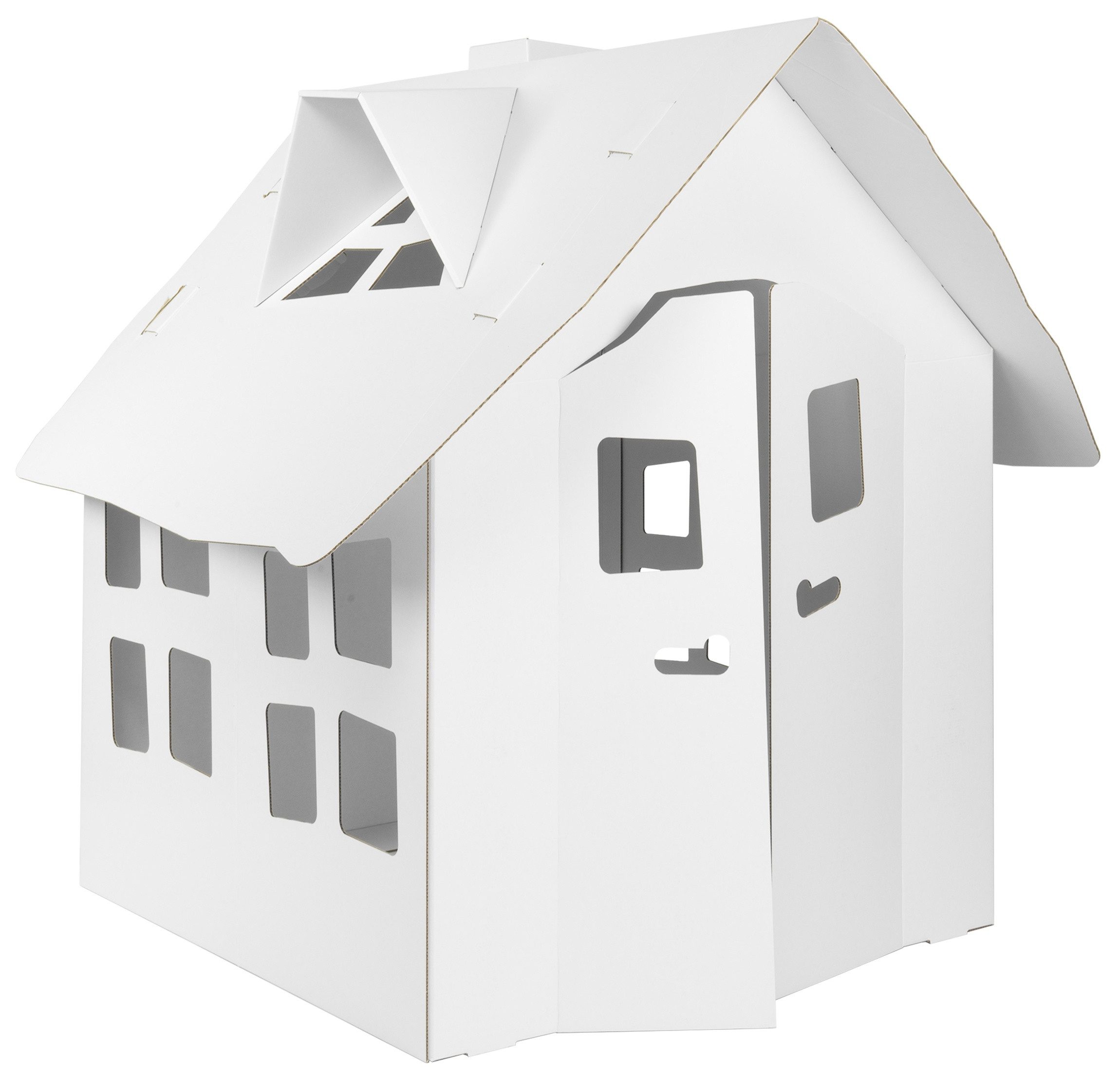 FOLDZILLA Spielhaus Platzsparendes Spielhaus weiß zum Bemalen / Bekleben, Schneller Auf- und Abbau ohne Werkzeuge