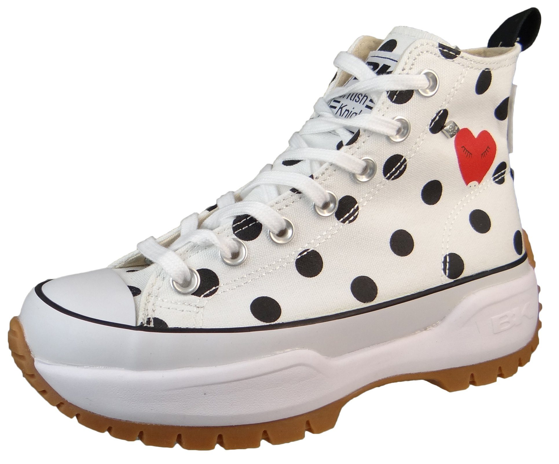 B49-3714 02 White/Black Polkadot/Heart Sneaker