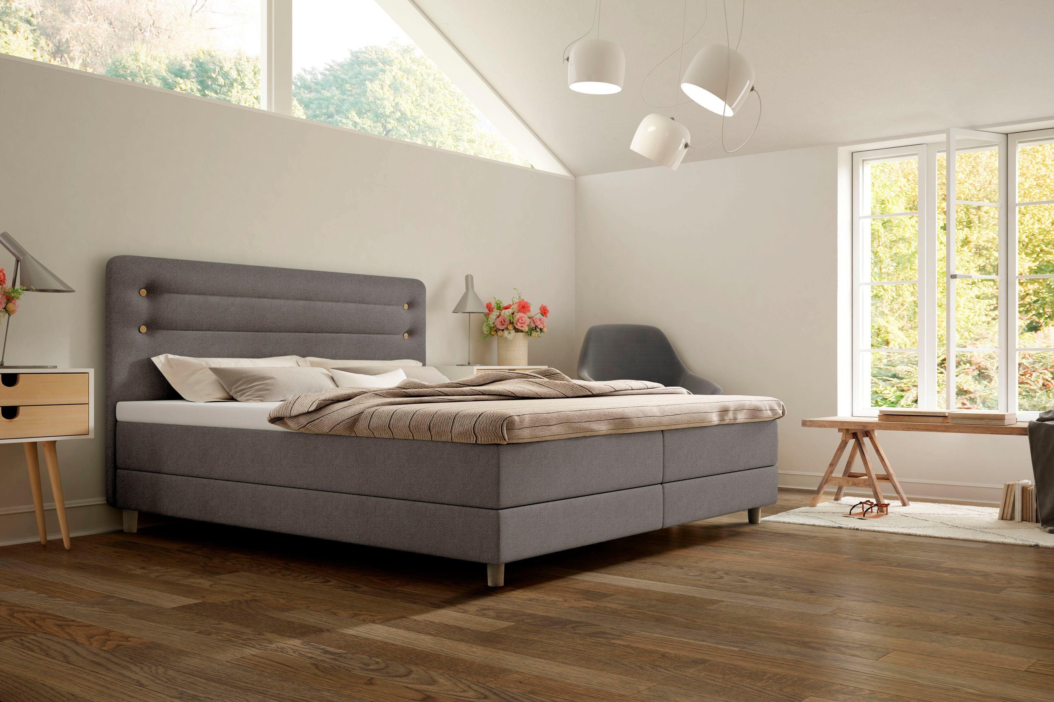 Schlaraffia Boxspringbett Fidelio, inkl GELTEX® Next Topper, Holzfuß in Eiche