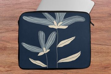MuchoWow Laptop-Hülle Blumen - Pflanzen - Blau - Natur 15 Zoll, Schutzhülle für laptop, weiches Innenfutter zum Schutz vor Kratzern