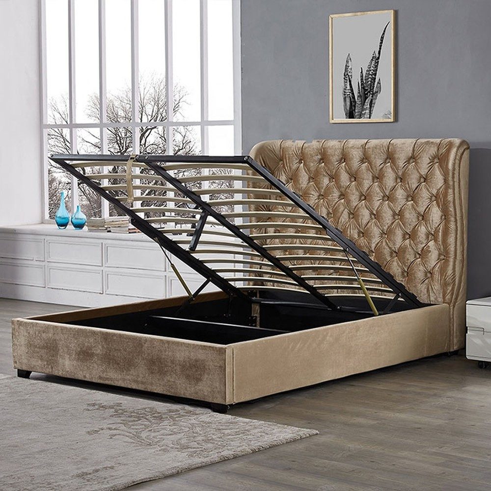 Xlmoebel Polsterbett Chesterfield Polsterbett mit Lederbezug und Knopfverzierungen (Chesterfield Bett 4062292301742), Hergestellt in Europa