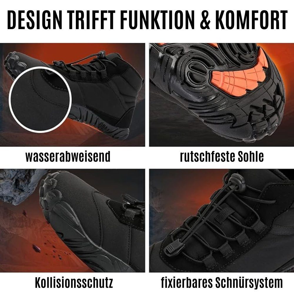 Home & Joy Barfußschuh (warm & weich gefüttert, atmungsaktiv, wasserabweisend, rutschfest, bequem) Damen & Herren Winter-Stiefel Wander-Schuhe Sport Boots Fleec – Bild 4 von 5