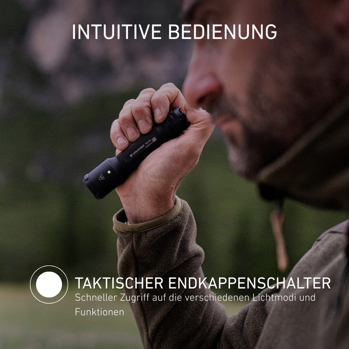 Ledlenser Taschenlampe TAC6R, Bis 2000 lm, 6 Modi inkl. Strobe, bis 370m Leuchtweite, USB-C-Akku