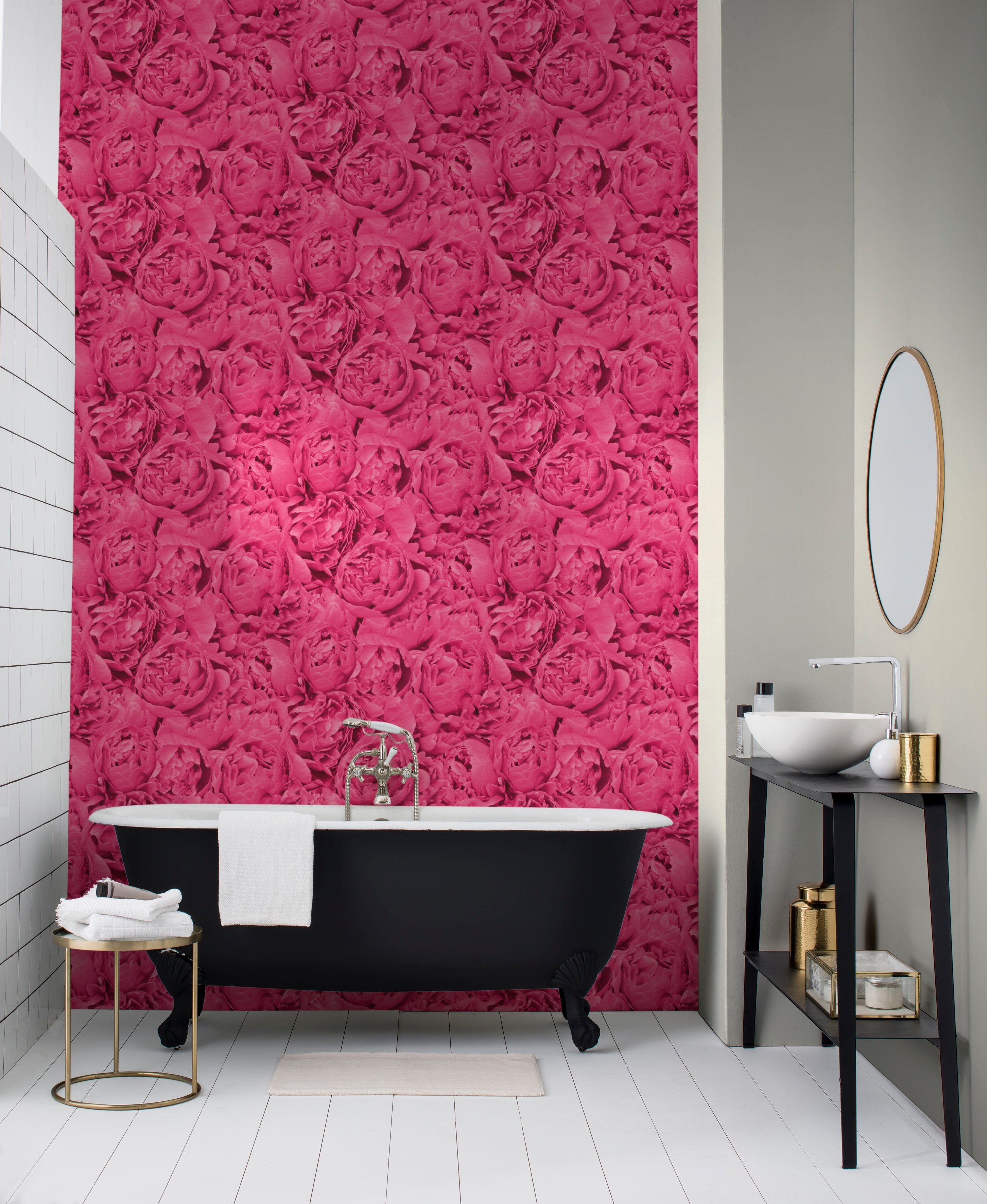 freundin Home Collection Rosen, pink geblümt Vliestapete