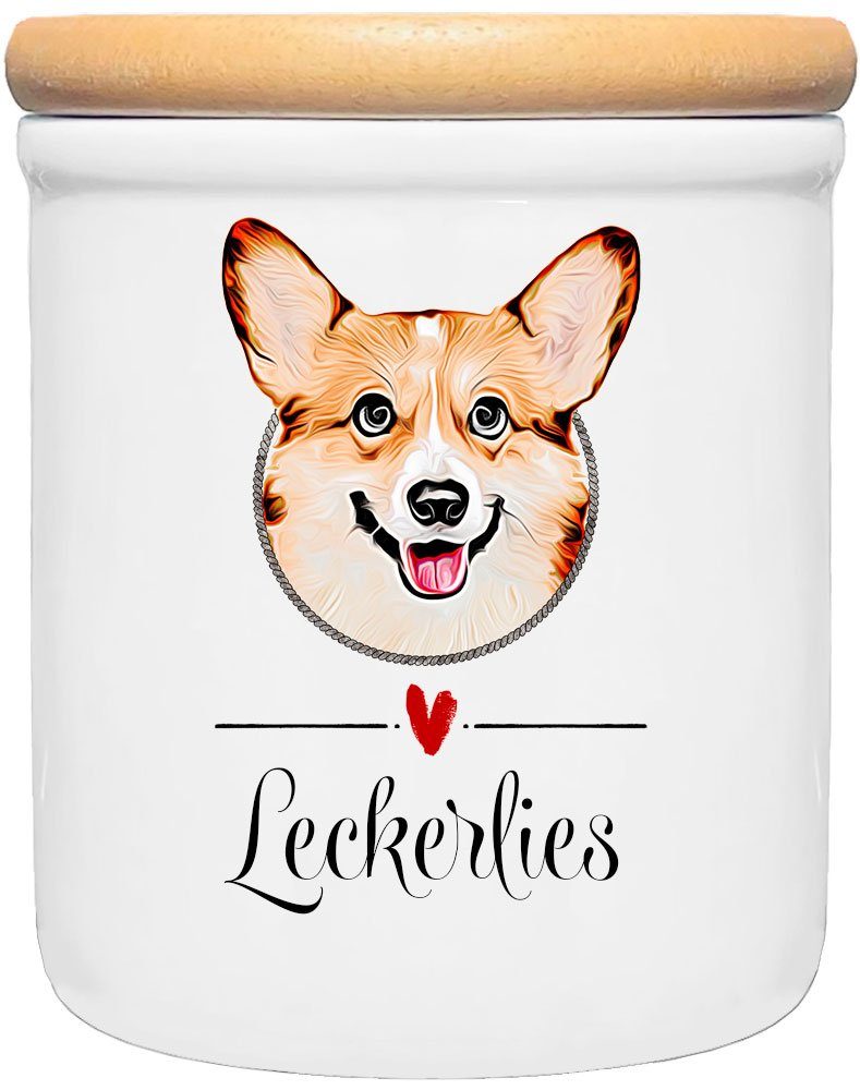 Cadouri Vorratsdose CORGI - Leckerlidose Hund - für Hundekekse, Keramik, (2-tlg), Hundekeksdose, handgefertigt in Deutschland, für Hundebesitzer, 400 ml