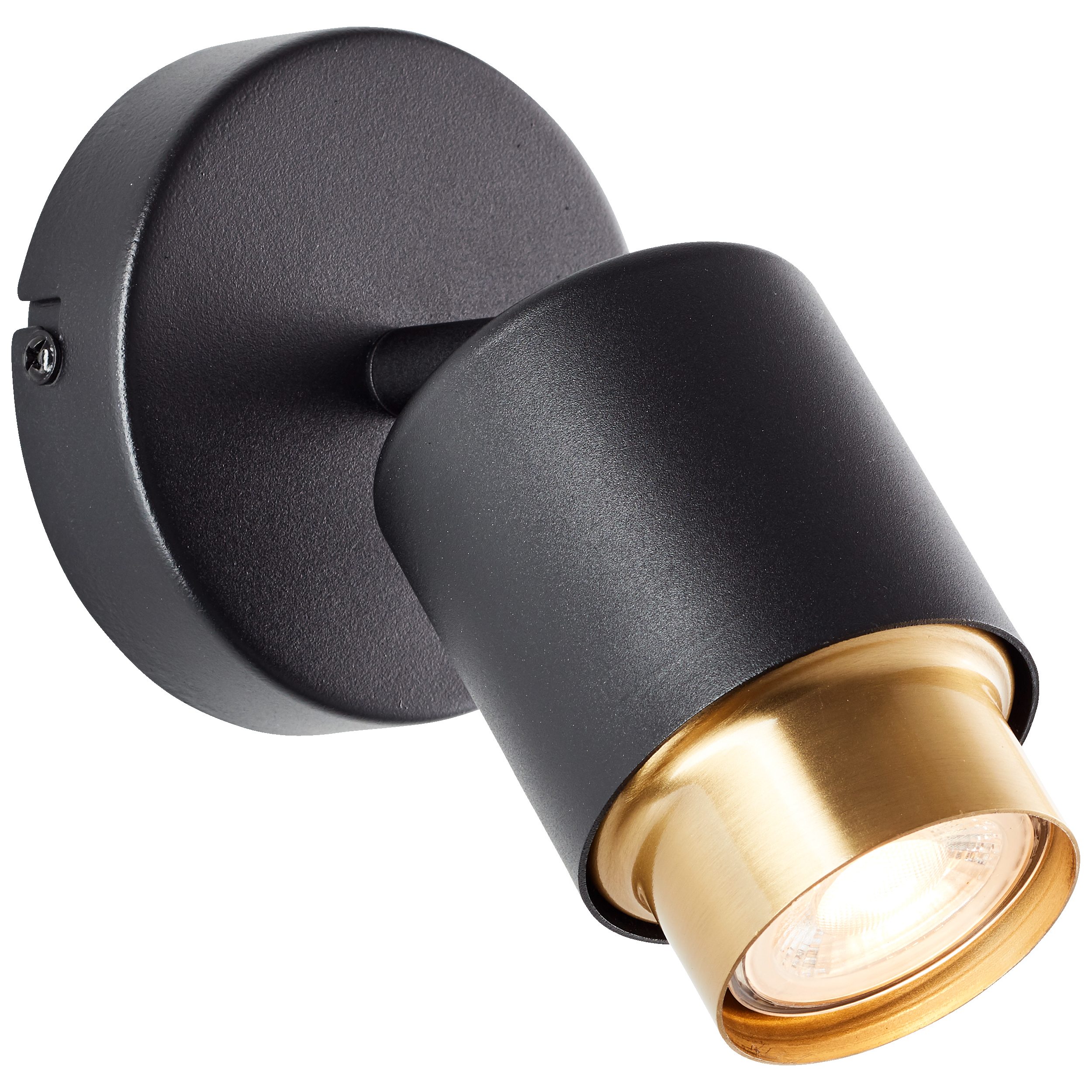Lightbox Deckenstrahler, LED wechselbar, Warmweiß, LED Wandspot Ø 10 cm, 350 lm, 3000 K, schwenkbar, schwarz goldfarben