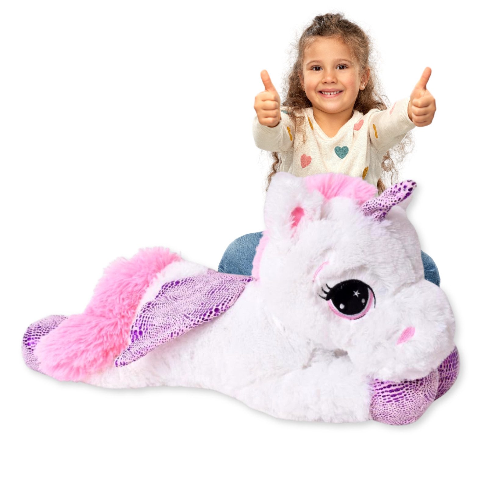 TE-Trend Kuscheltier Einhorn 60 cm Plüschtier Stofftier Unicorn Pferd weiß