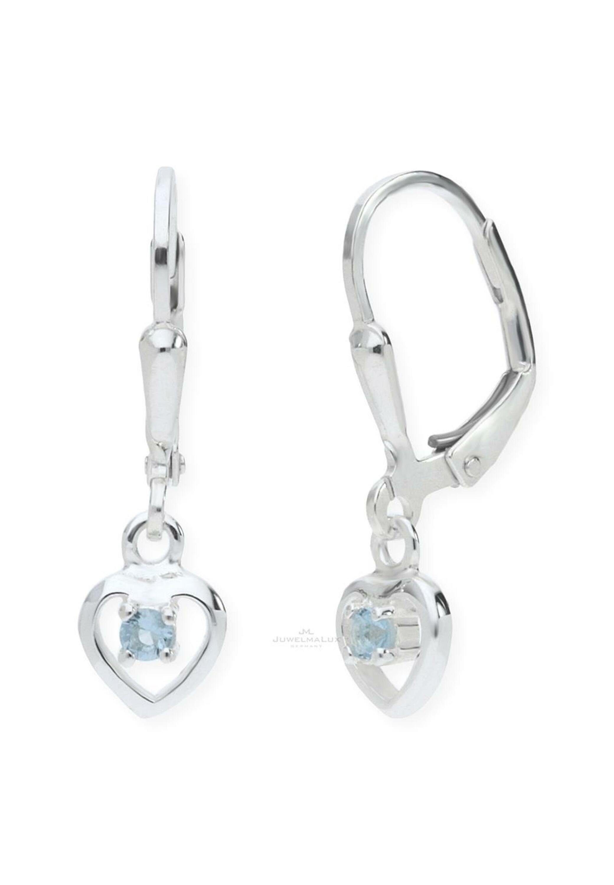 JuwelmaLux Paar Ohrhänger Silber mit 925/000 Herz Zirkonia Kinderohrhänger