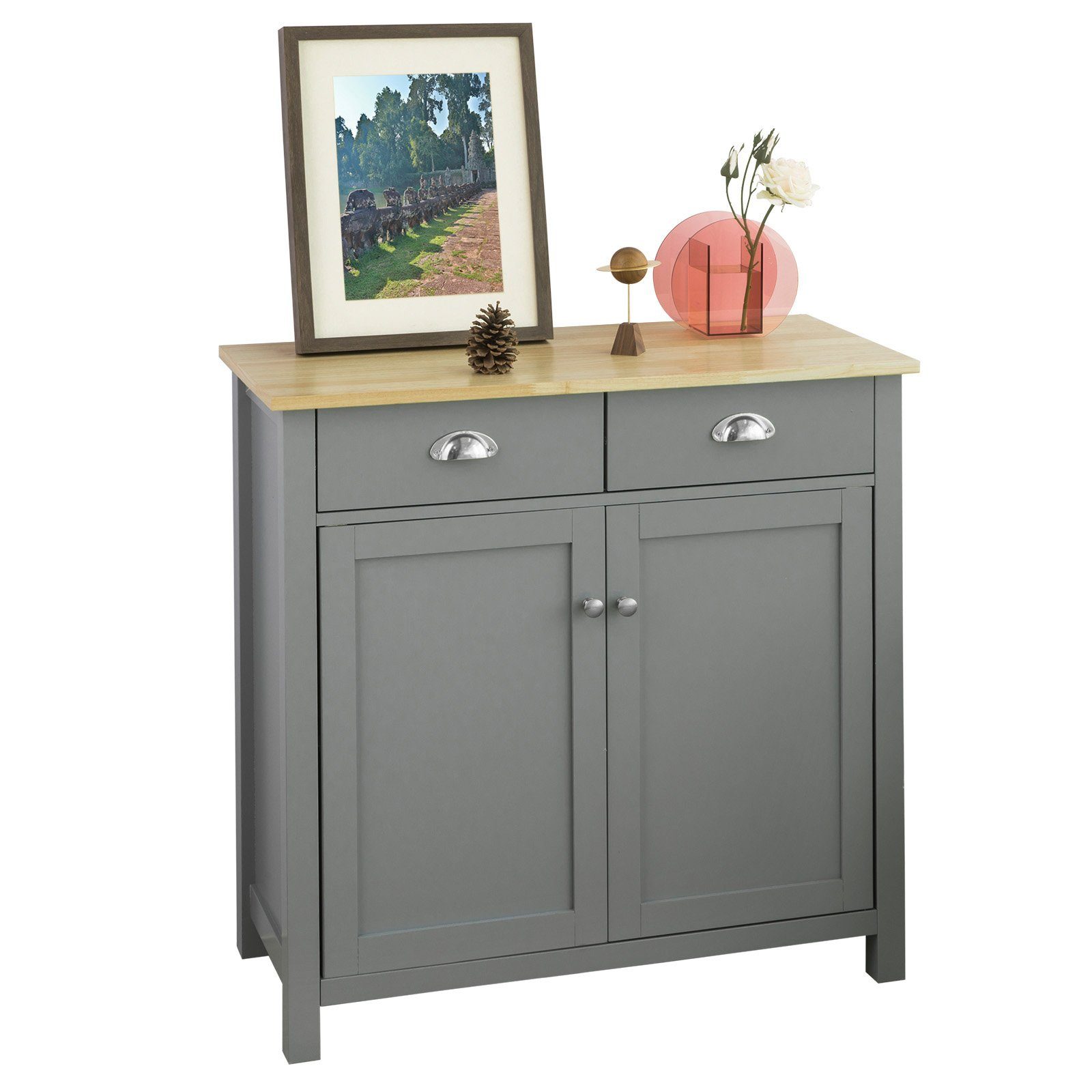 SoBuy Sideboard Mit Spiegeltüren - 83cm Flurschrank Gold