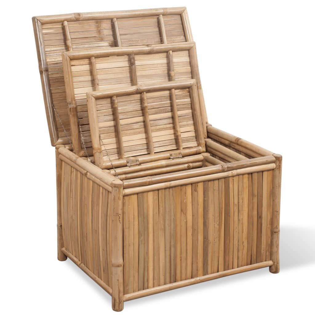 vidaXL Truhe Bambus Aufbewahrungstruhe Truhe Auflagenbox Terrassenbox Holzkiste 3 S