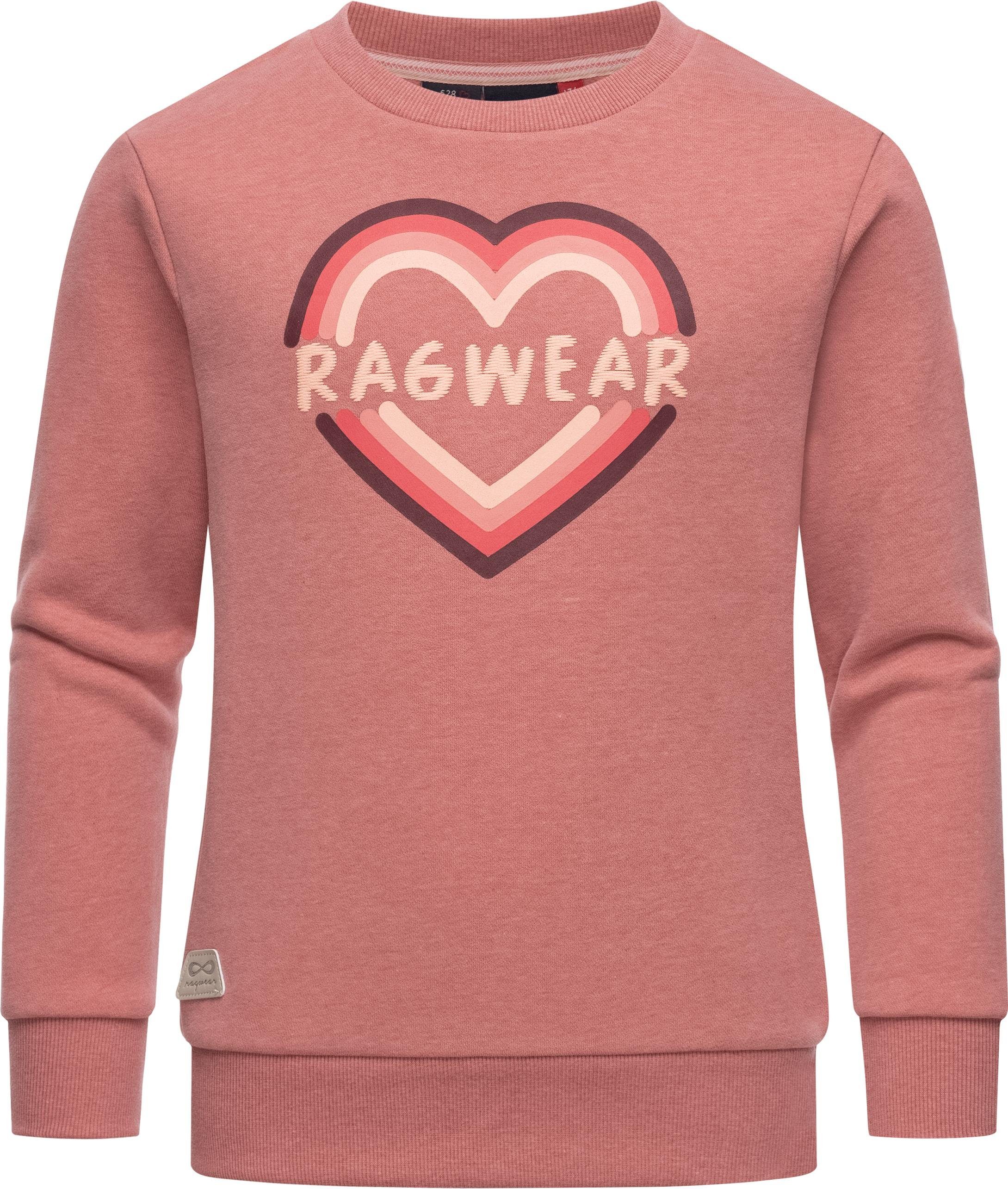 Ragwear Sweater Evka Print stylisches Mädchen Sweatshirt mit coolem Logo Print rosa