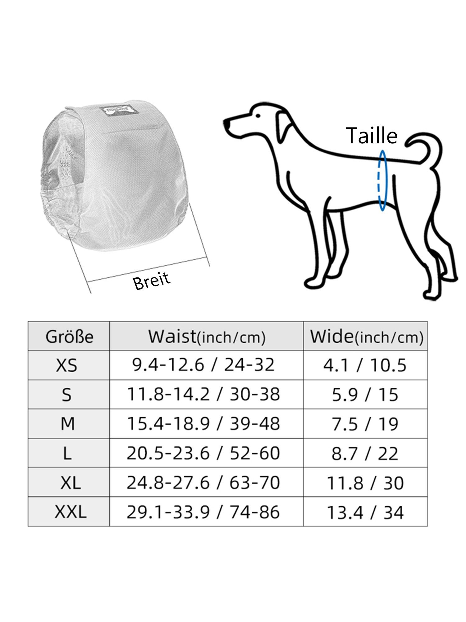 Graphenwindel männliche Hunde, Inkontinenz-Pflegetuch Wasserdichte, HOME Schwarz LAPA für antibakterielle atmungsaktive, XS-2XL Hundewindel