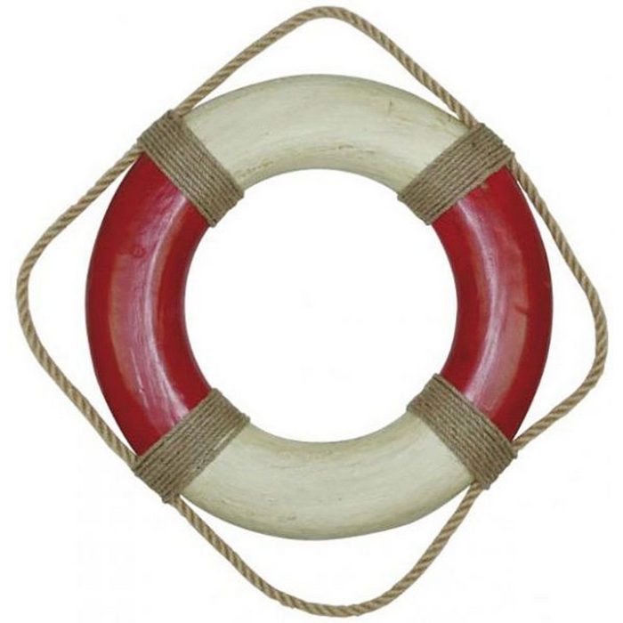 Linoows Dekoobjekt Rettungsring Seenot Ring Maritime Deko Rot/Creme Ø 50 cm vergipst