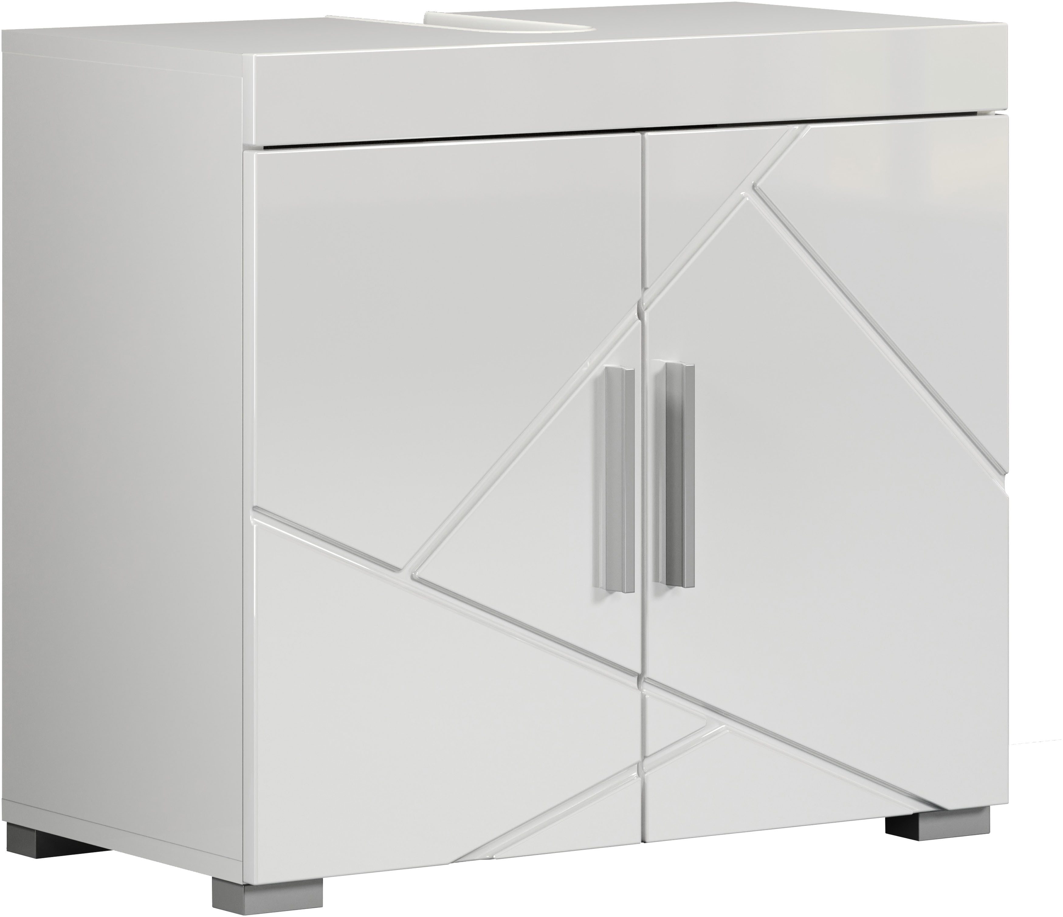 welltime Waschbeckenunterschrank Avena (1-St) Waschbeckenunterschrank mit Türen & Einlegeboden – (B/T/H) 60/34/56 cm