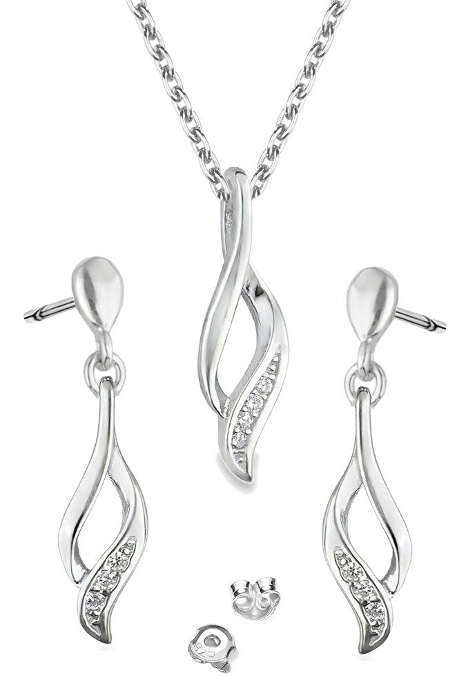 Schmuckset 925 Silber Ohrstecker Halskette mit Anhänger Kette hängende Ohrringe
