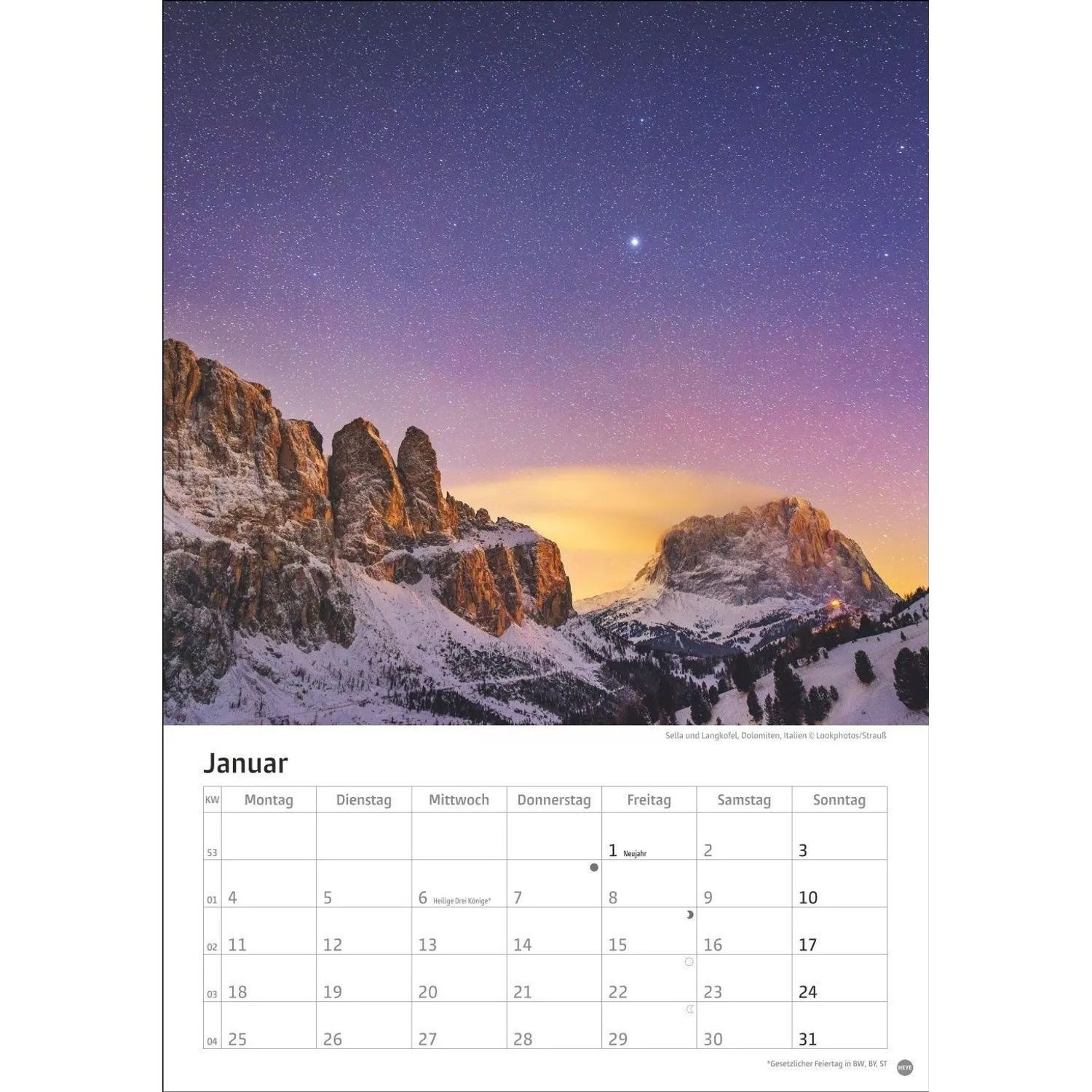 HEYE Wandkalender Alpen Kalender 2027 – Bild 2 von 5