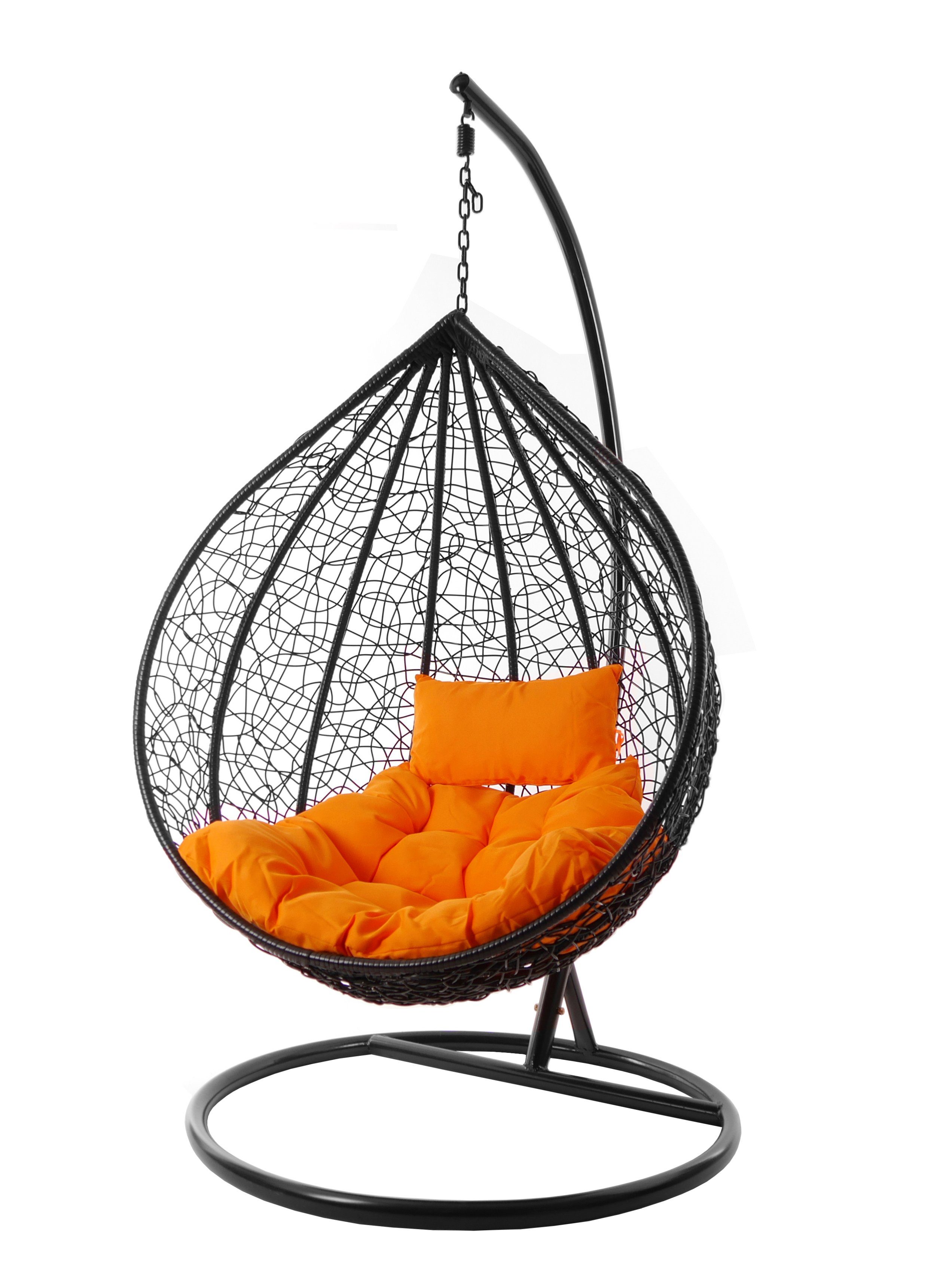 KIDEO Hängesessel Hängesessel MANACOR schwarz, edles schwarz, moderner Swing Chair, Schwebesessel inklusive Gestell und Kissen orange (3030 tangerine)