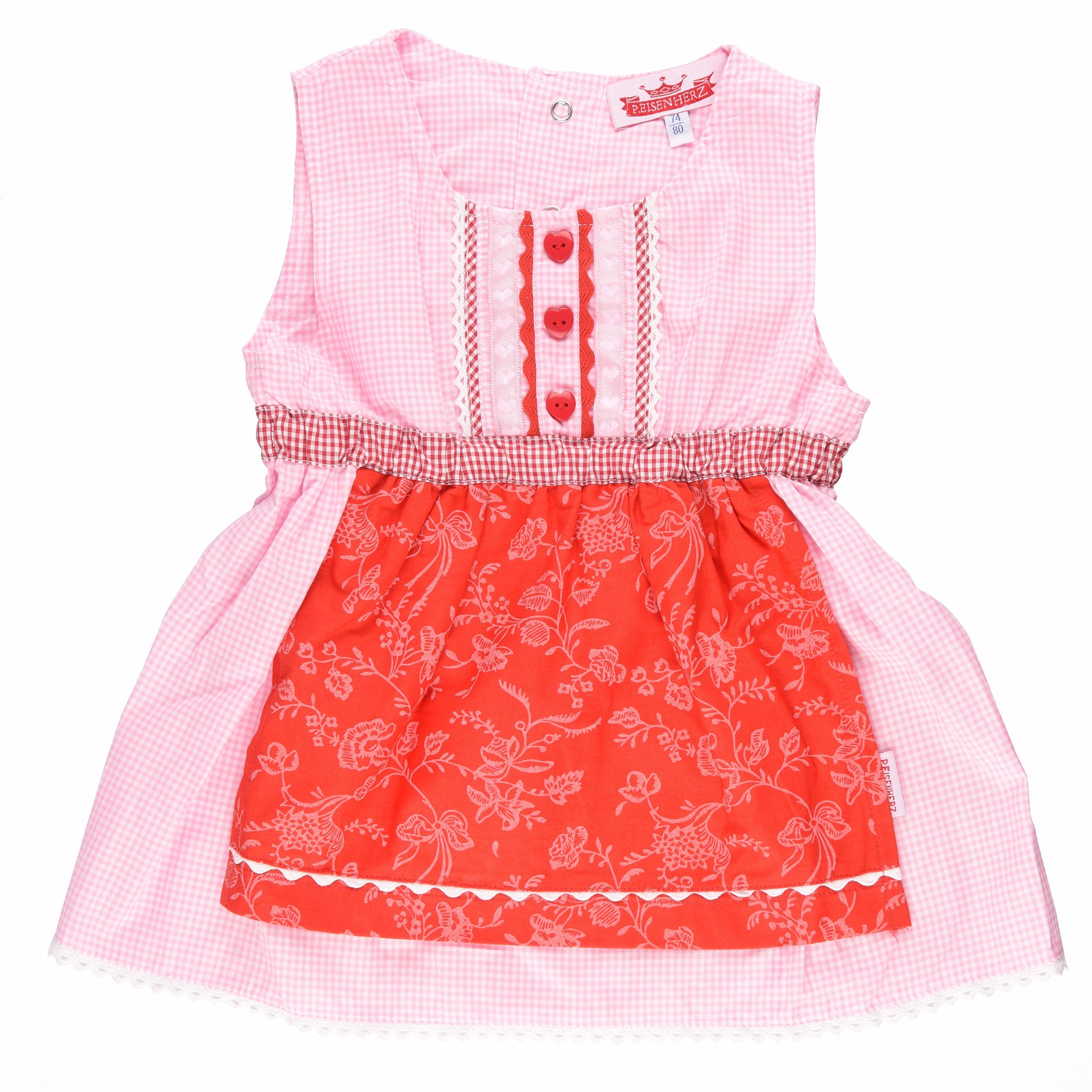 P.Eisenherz Trachtenkleid Dirndlkleid, rosa/rot mit angenähter günstig online kaufen