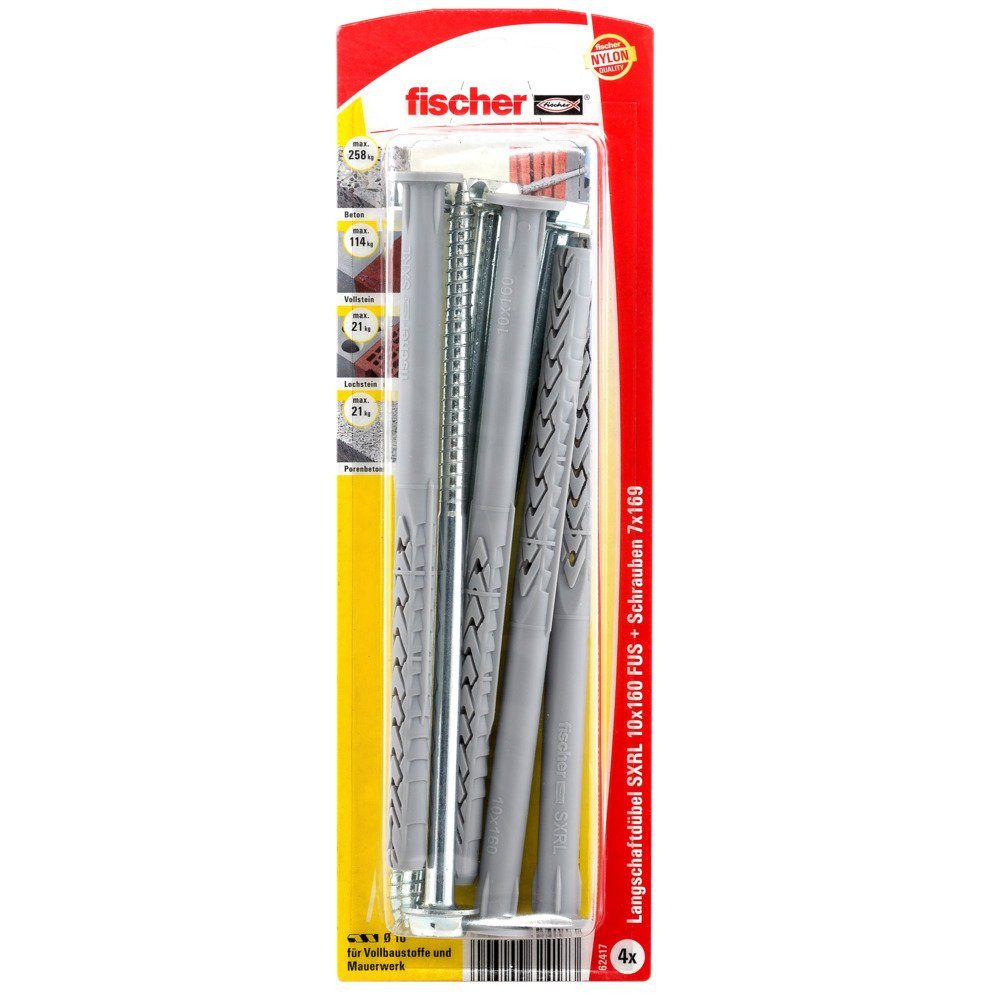 10x160 Befestigungstechnik Universalrahmendübel Stk) Schrauben- und (4 Fischer SSK FUR FISCHER Dübel-Set