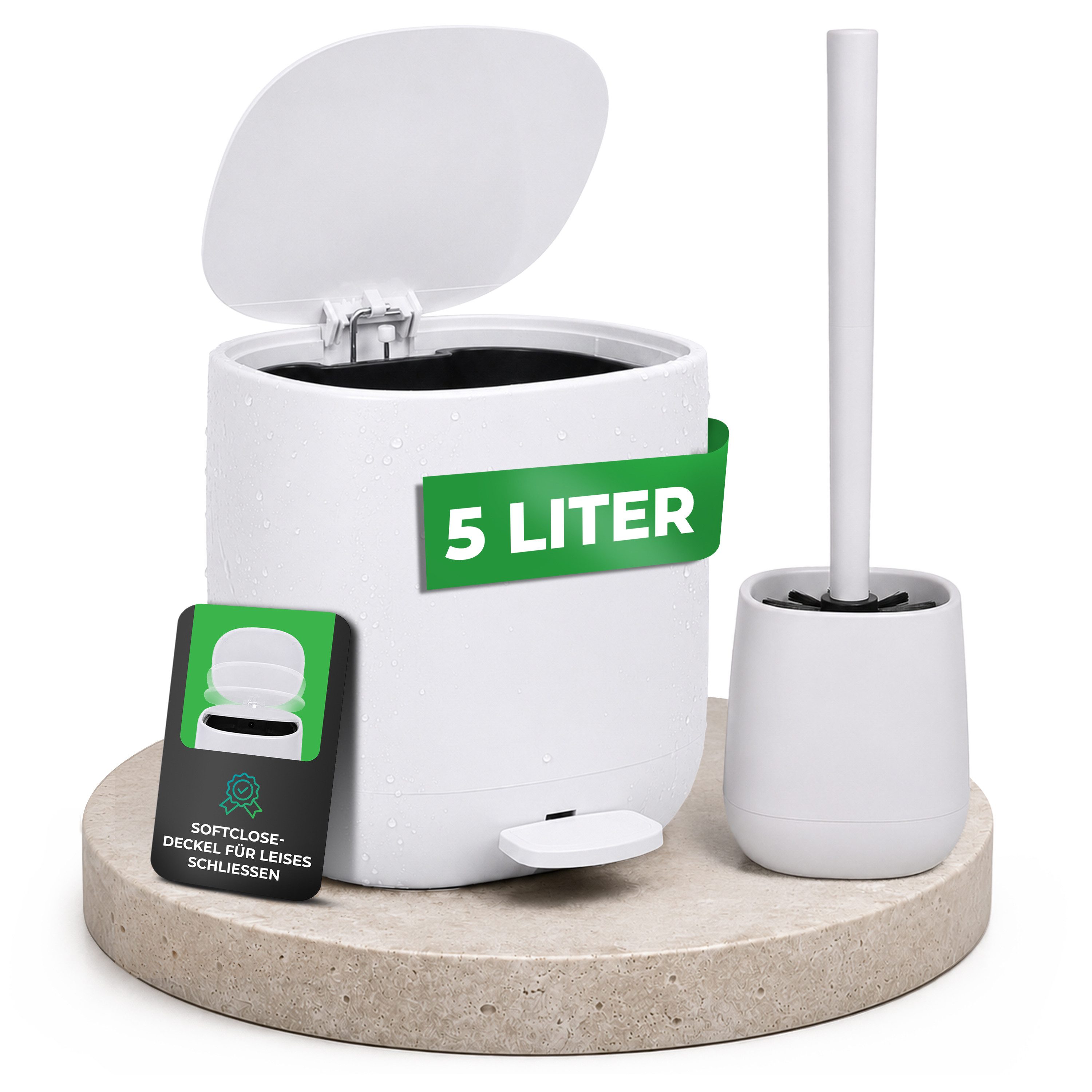 YourCasa Mülleimer YourCasa Mülleimer Bad [5L] Elegantes Design Badezimmer Kosmetikeimer, ABS Kunsstoff