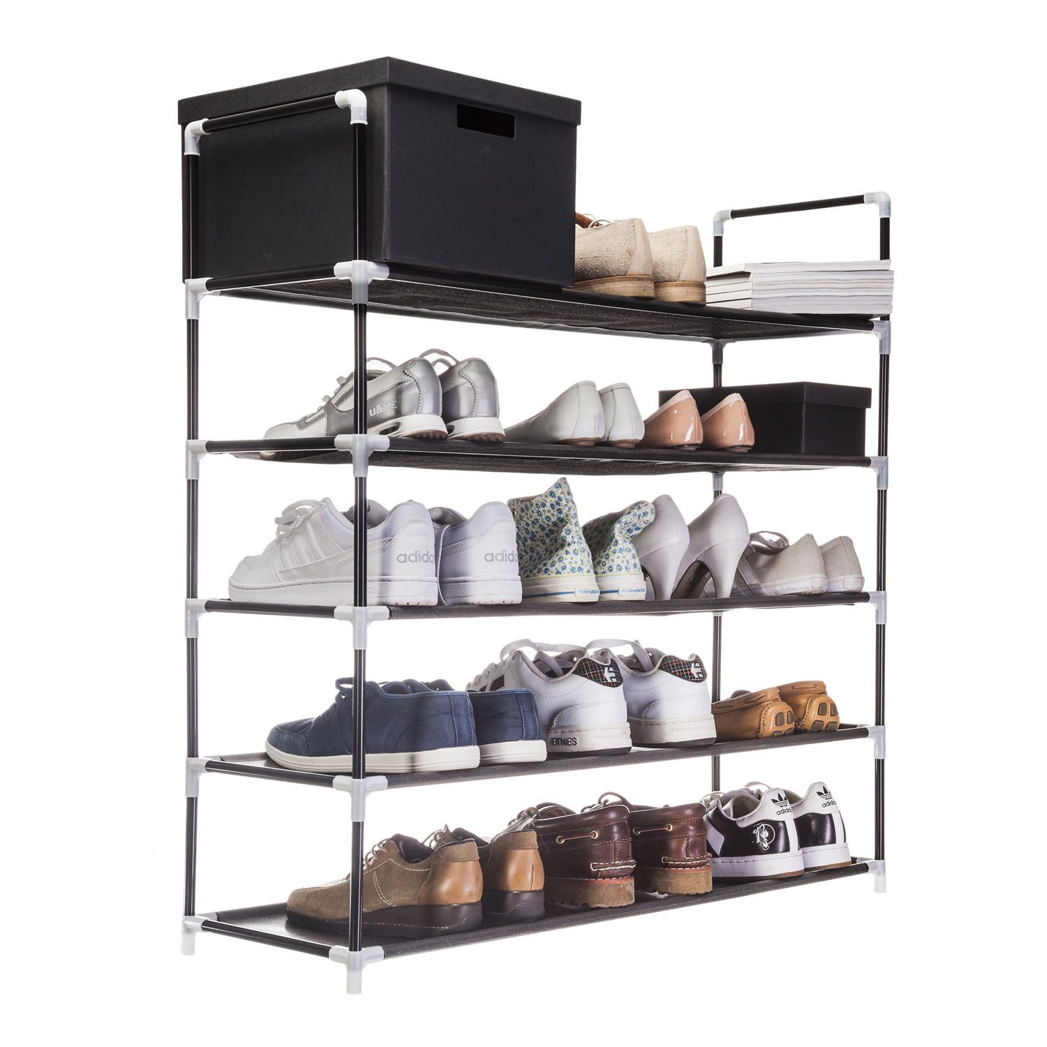 Goods+Gadgets Schuhregal XXL Schuhregal für 25 Paar Schuhe – Aluminium & pl günstig online kaufen