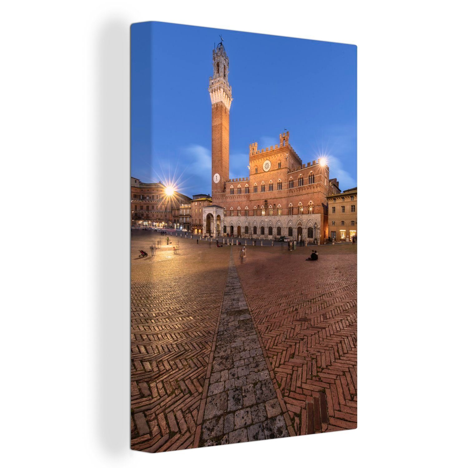OneMillionCanvasses® Leinwandbild Die berühmte und historische Piazza del Campo bei Siena in Italien, (1 St), Leinwandbild fertig bespannt inkl. Zackenaufhänger, Gemälde, 20x30 cm