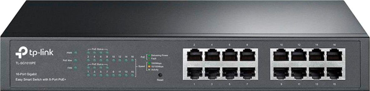 tp-link TL-SG1016PE 16-Port Gigabit Desktop POE Netzwerk-Switch