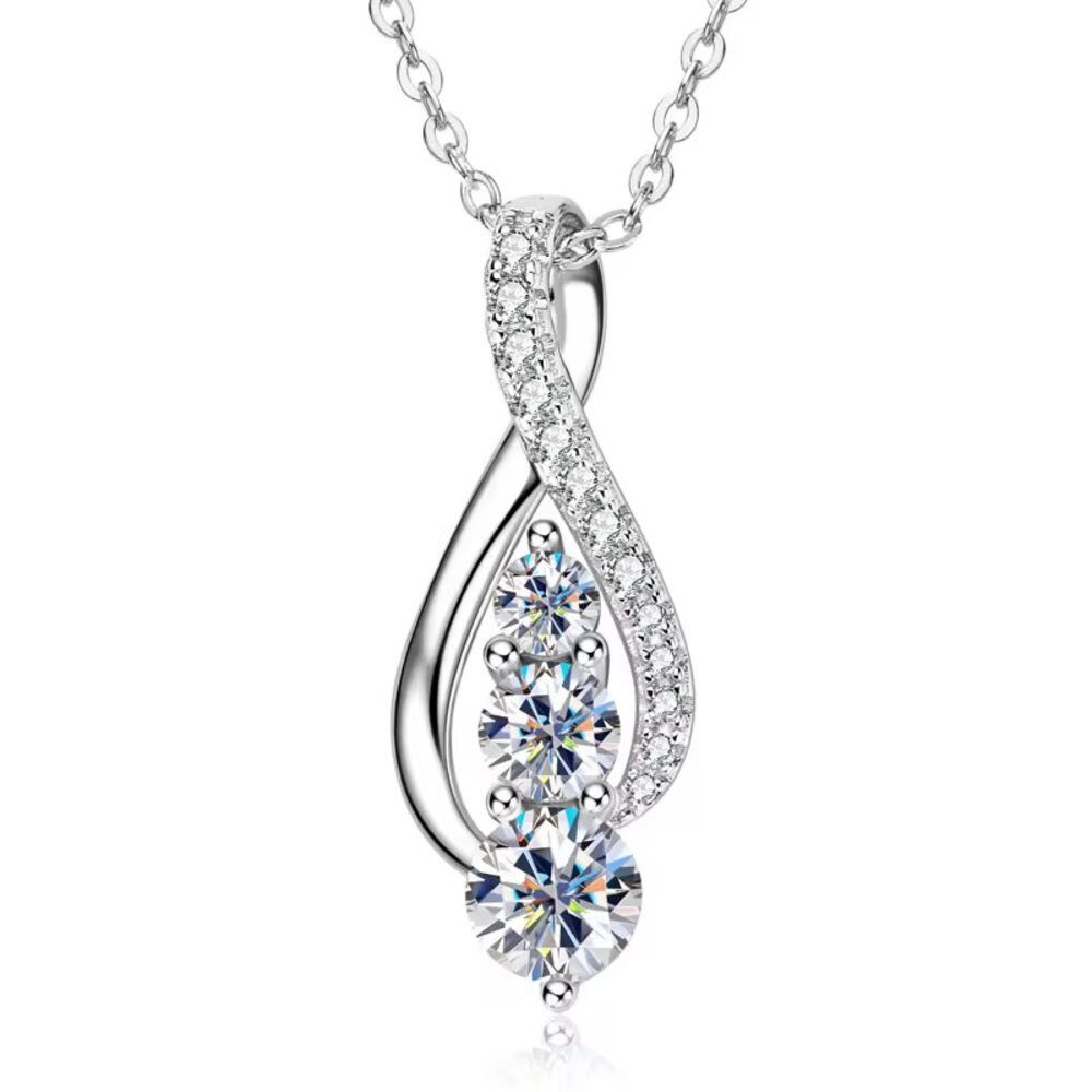 Kette mit Anhänger Exquisite Moissanit Damen Halskette Gold 925 sterling Silber 45cm