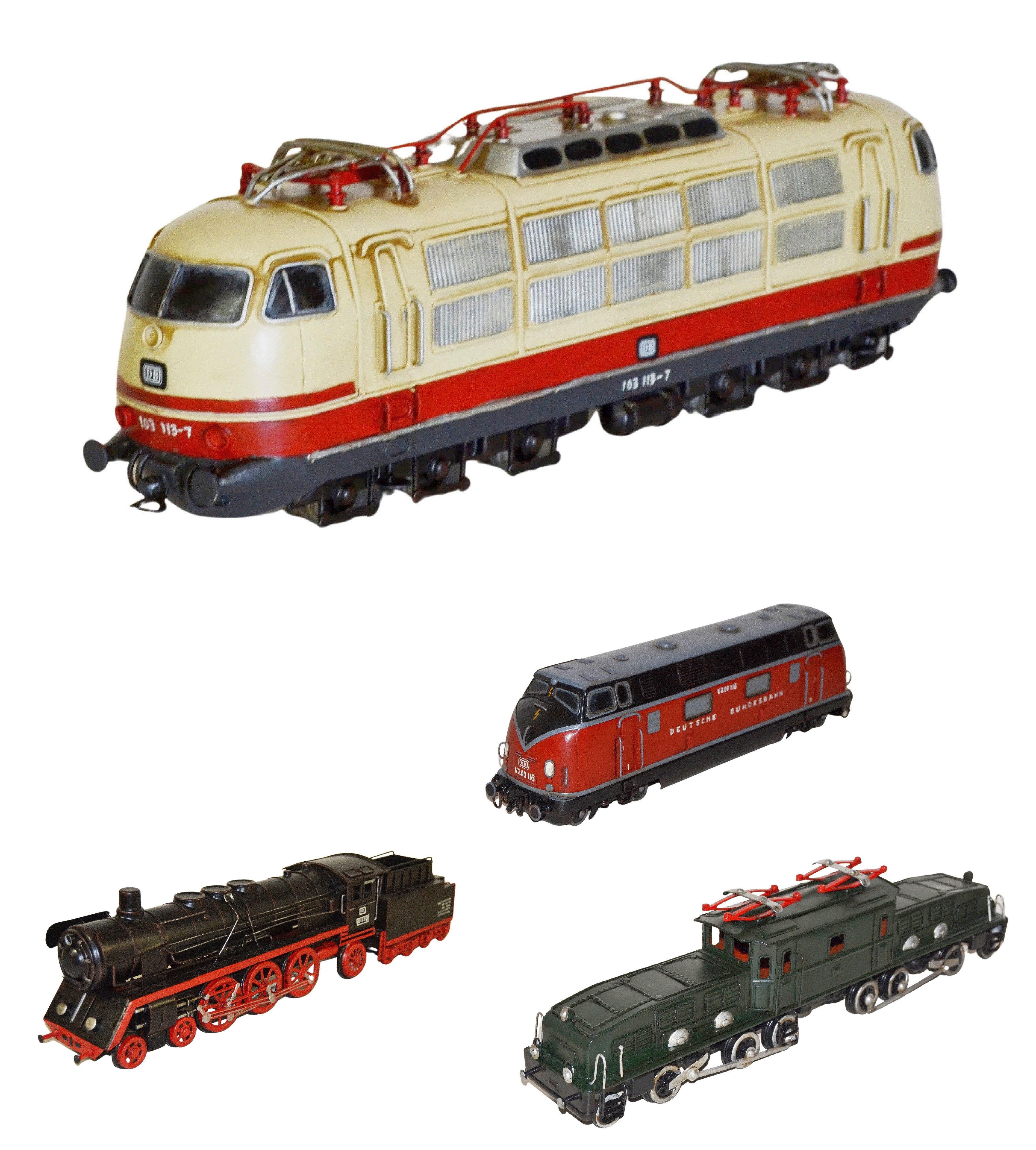 Rungassi Dekoobjekt XXL Lok Modelleisenbahn Blechmodell aus Metall Dekoobjekt Farbe: beige