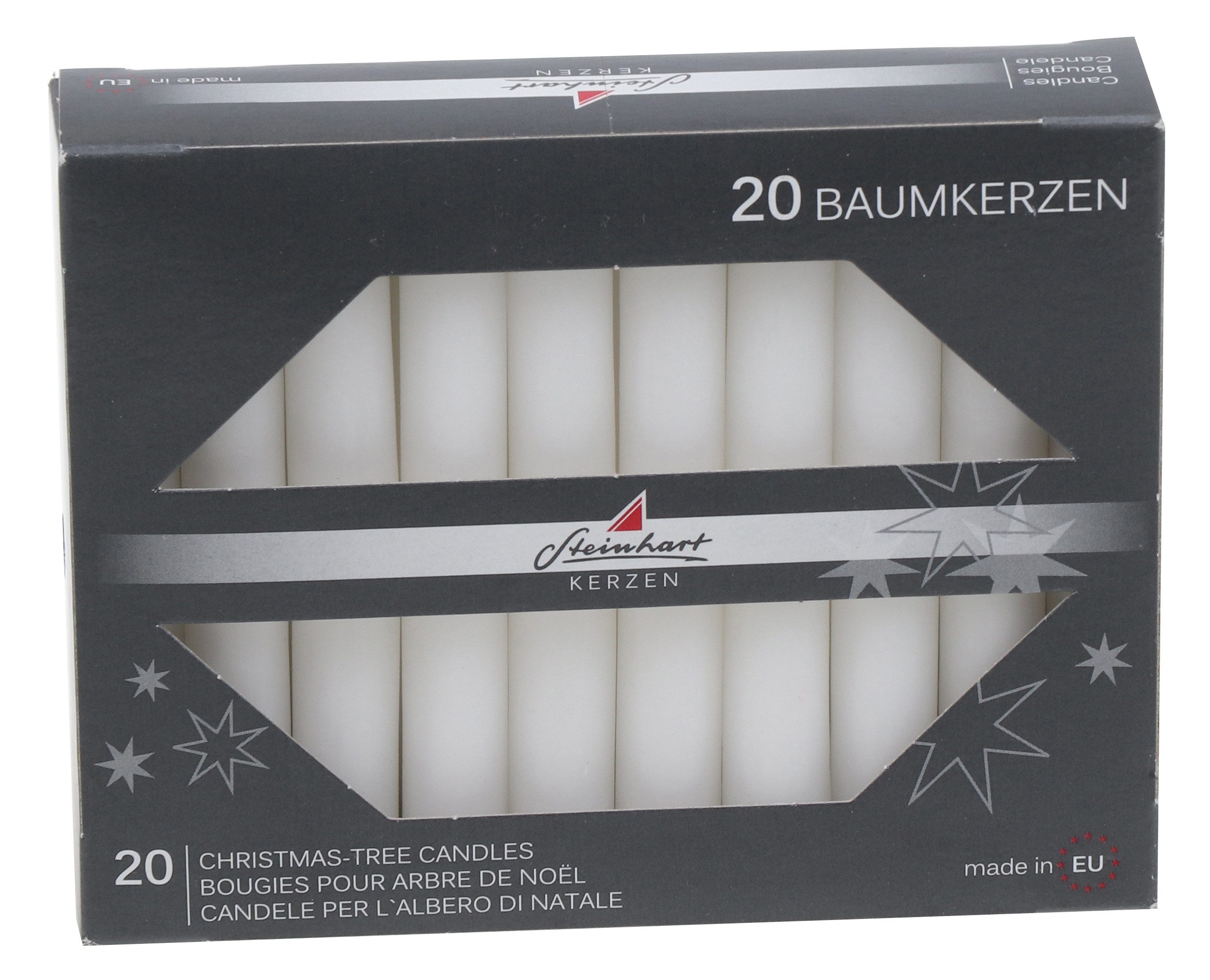 Steinhart Kerzen Adventskerze Baumkerzen durchgefärbt Weiß 95 x Ø 13 mm, 20 günstig online kaufen