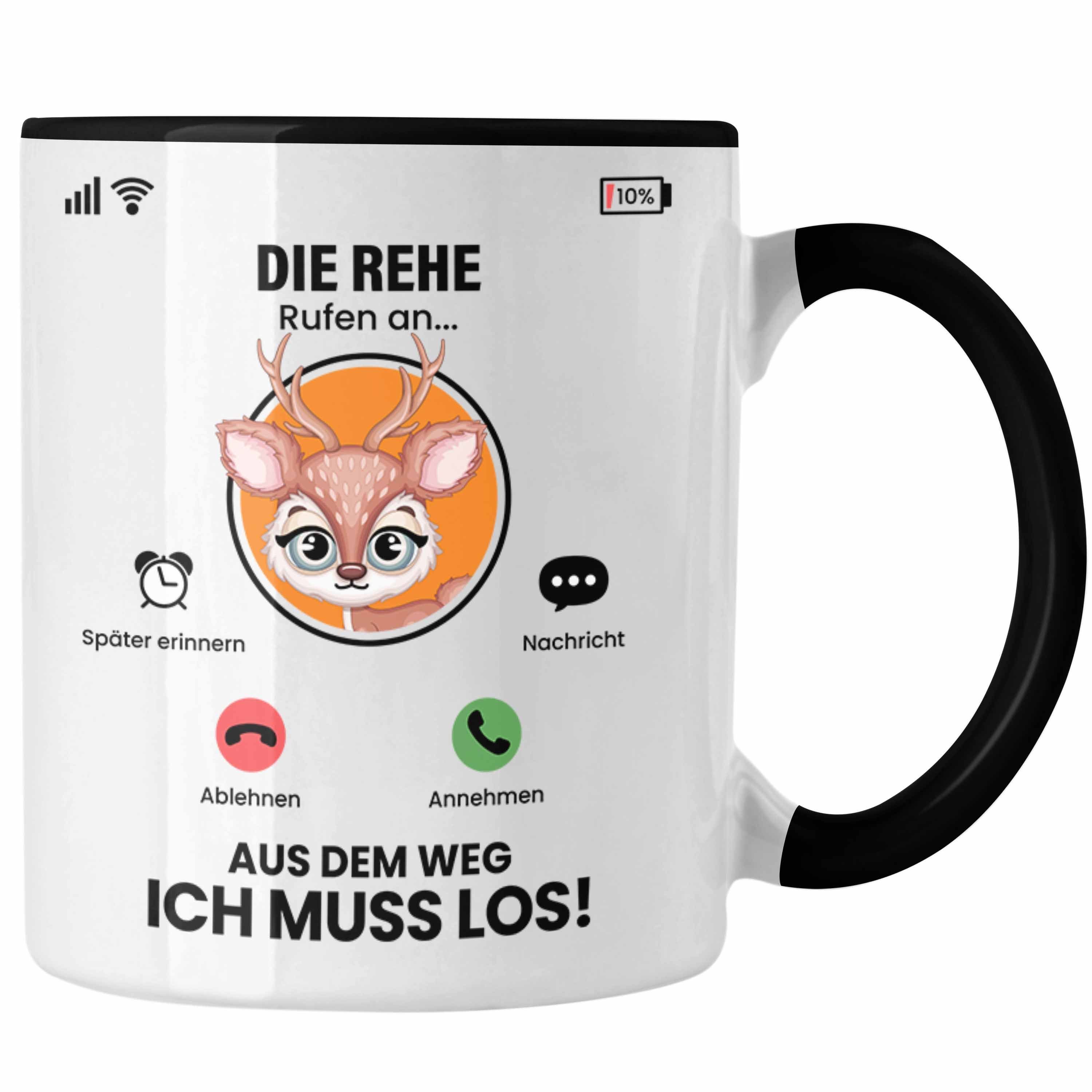 Trendation Tasse Die Rehe Rufen An Tasse Geschenk für Rehe Züchter Besitzer Geschenkide Schwarz