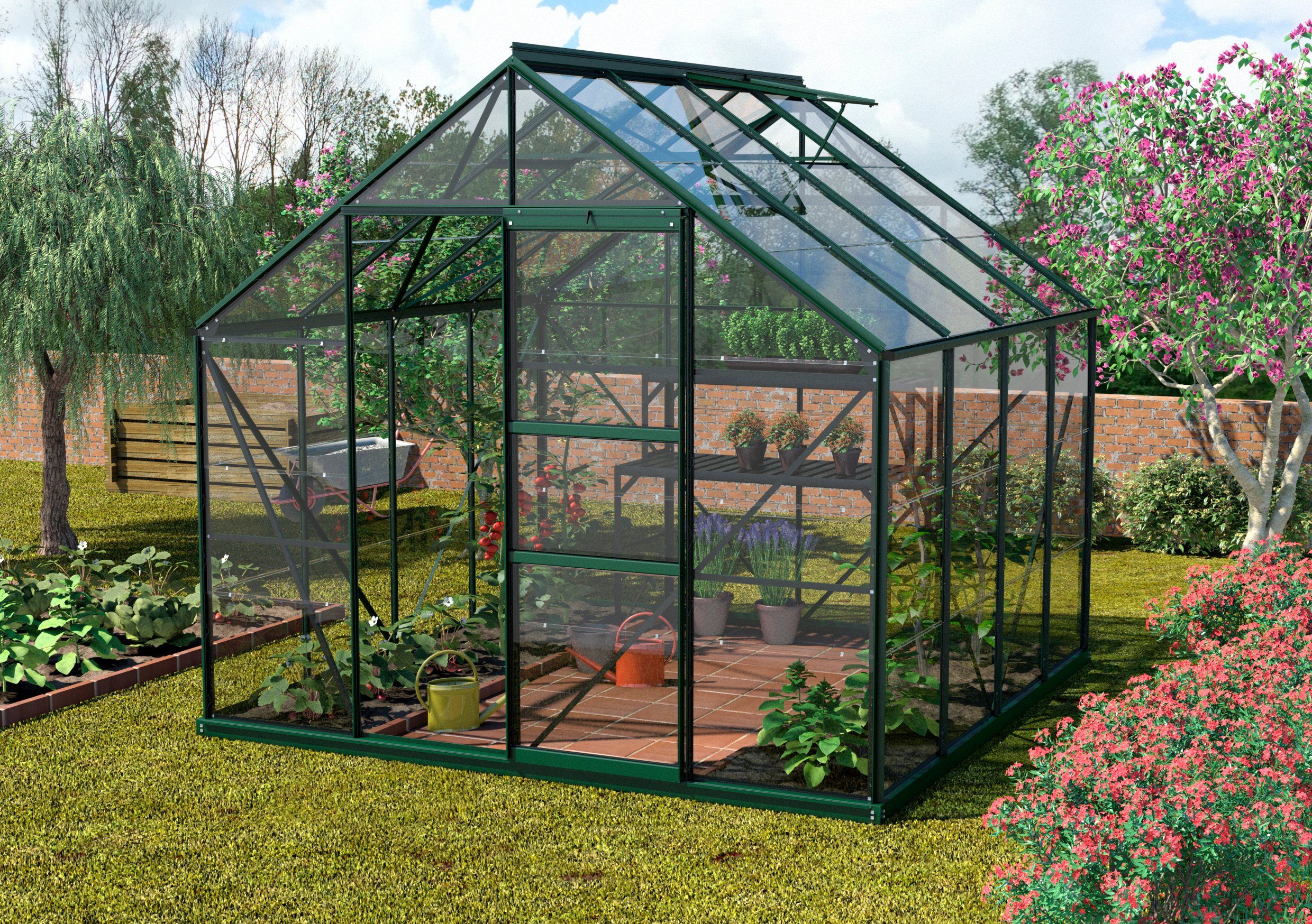 Vitavia Gewächshaus Merkur 6700, BxTxH: 254 x 254 x 230 cm, 4 mm Wandstärke grün