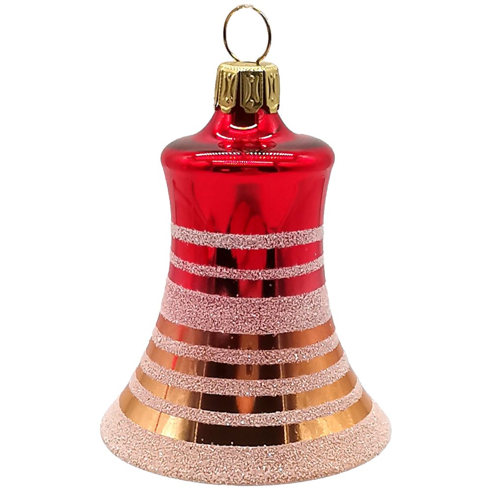 Schatzhauser Christbaumschmuck Glocke Ringe rot gold Ø5cm/6cm (1-tlg), mundgeblasen, handbemalt