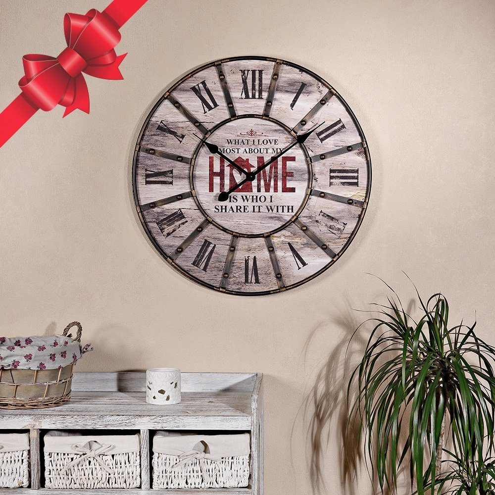 Mucola Wanduhr Bahnhofsuhr Küchenuhr XXL Dekouhr (Edler Metallkranz) günstig online kaufen