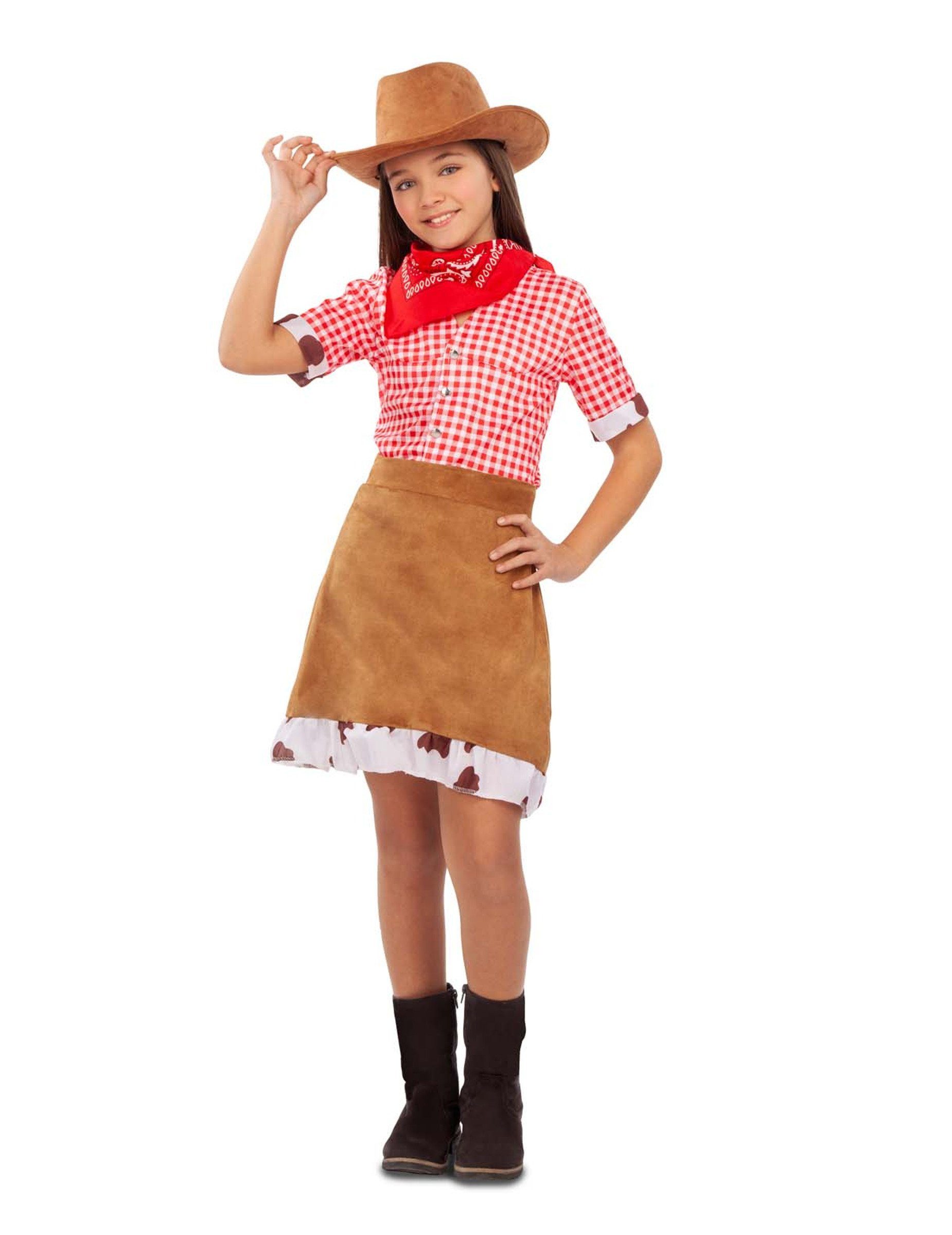 Viving Costumes Kostüm Cowgirl-Kostüm für Mädchen Faschingskostüm braun-rot