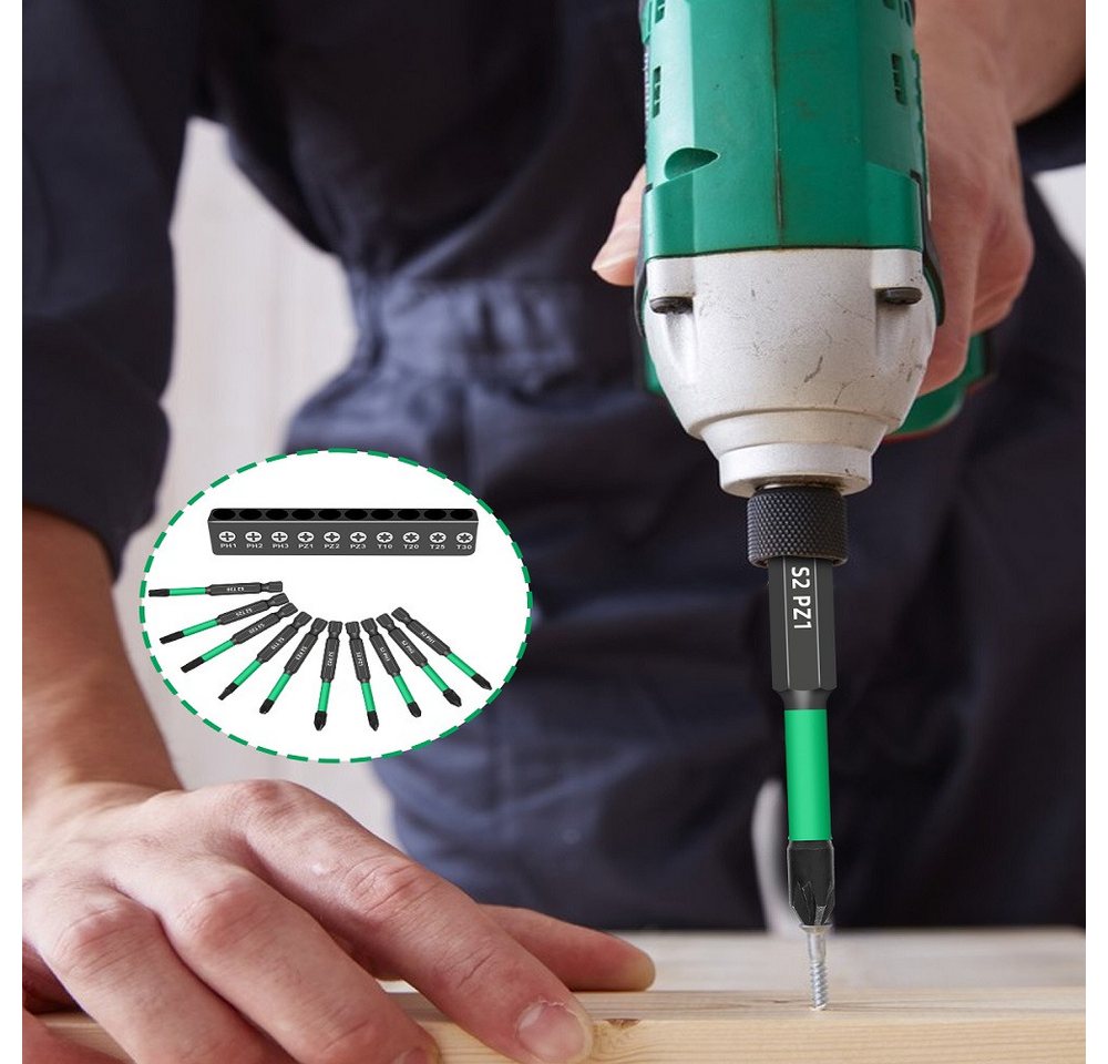 Thumbnail - LEAZZLE Bohrer- und Bitset Schraubendreher Stirn 10 Stück Schraubendreher-Bits, 10-St., Schlagsatz 70 MM Dreieckbits für...