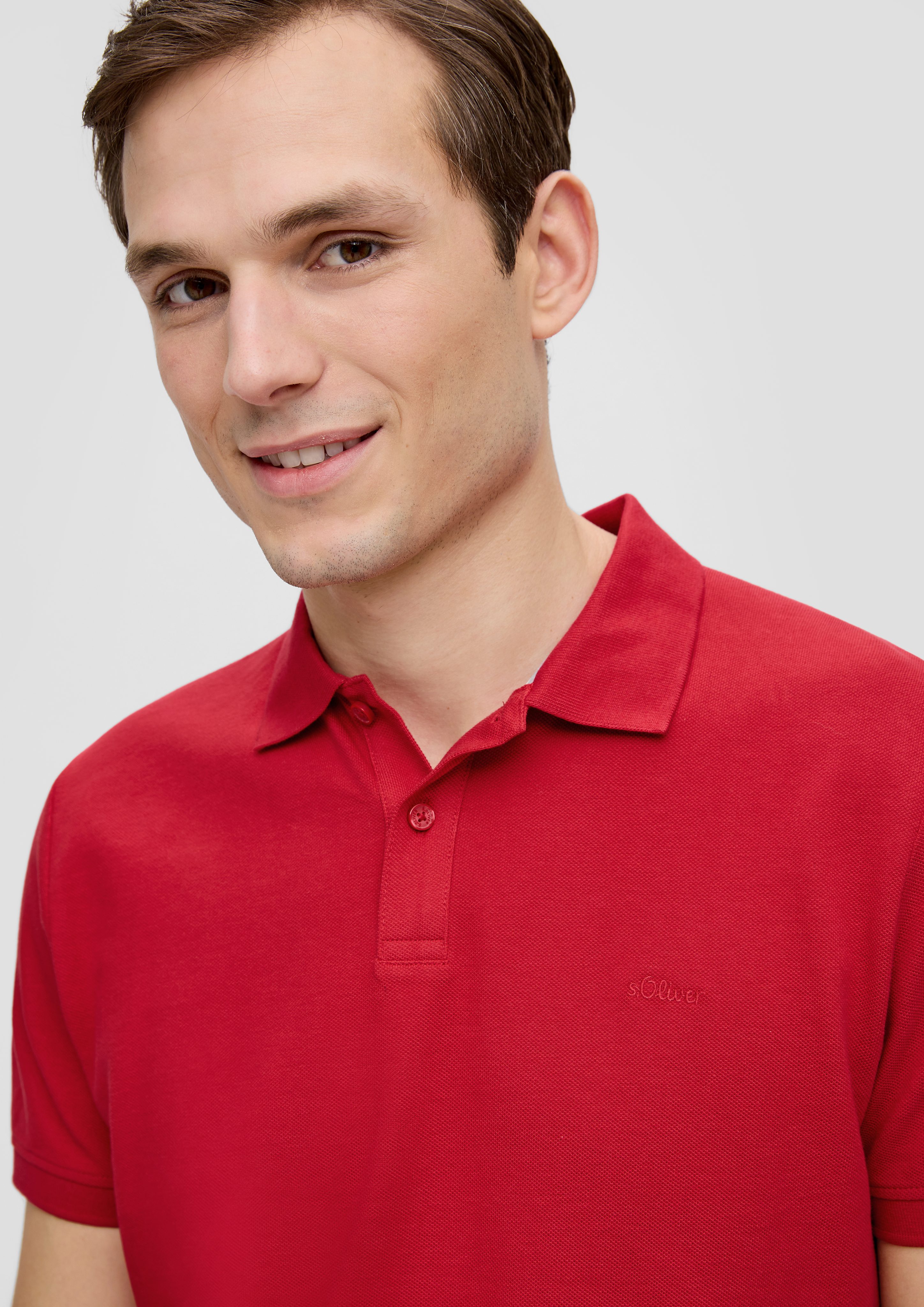 s.Oliver Kurzarmshirt Poloshirt aus Baumwollpiqué Logo günstig online kaufen