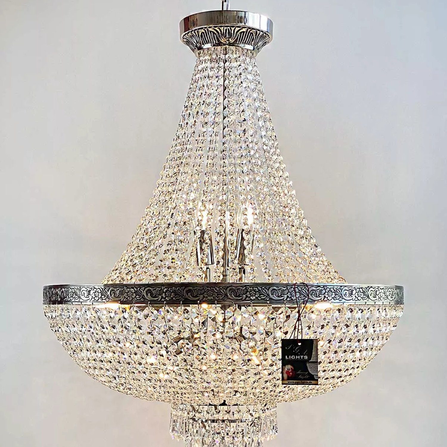 PGA-Lights Hängeleuchte Kristall Korblüster PLAZA Ø60cm günstig online kaufen