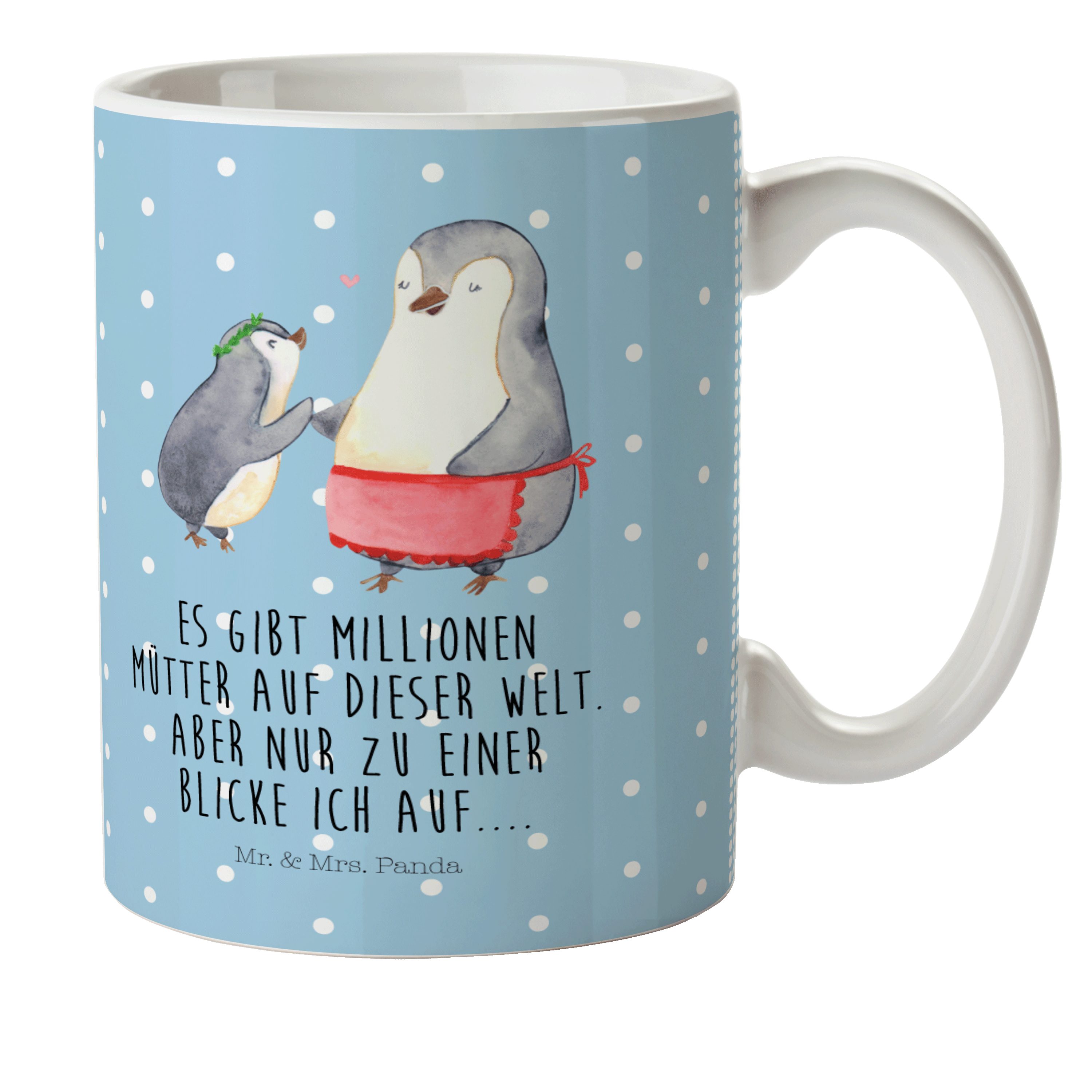 Mutter, Pinguin Mrs. - Kunststoff Mr. Geburststa, mit Panda Geschenk, Blau Kind Pastell & - Kinderbecher Mutti,