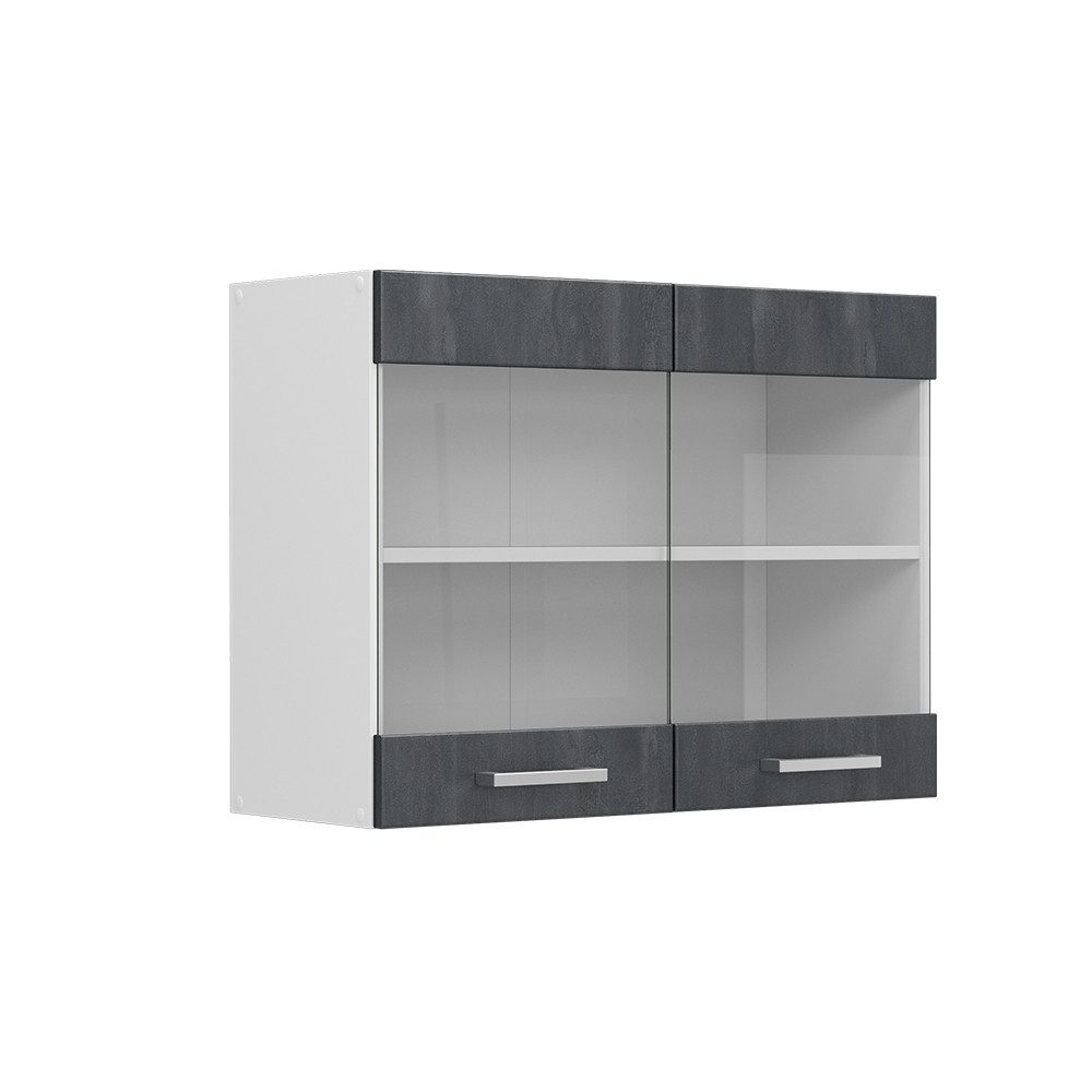 Vicco Glashängeschrank R-Line, Schwarz Beton/Weiß, 80 günstig online kaufen