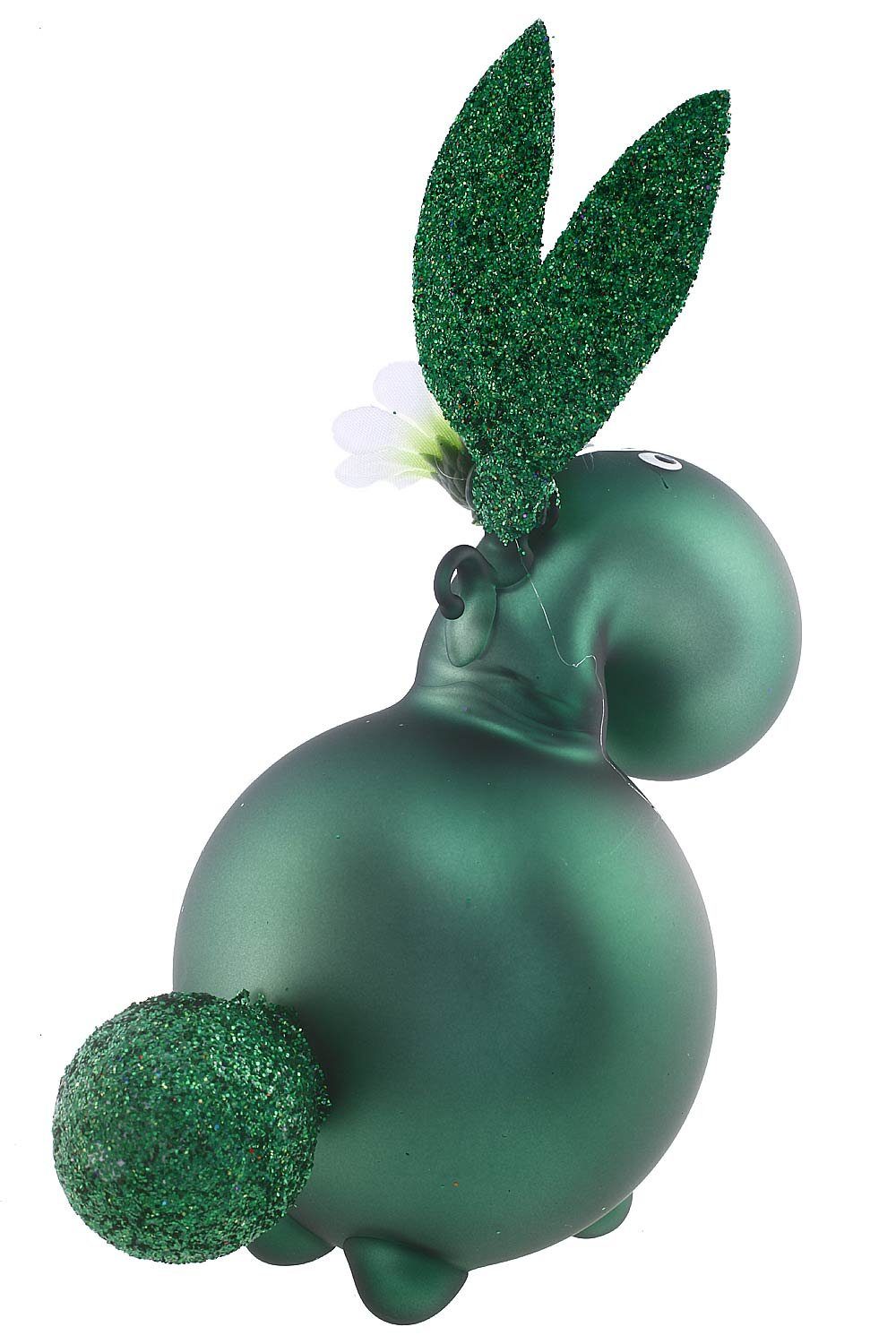 Hamburger Weihnachtskontor Osterhase Hase tannengrün matt (1-tlg), mundgeblasen - handdekoriert